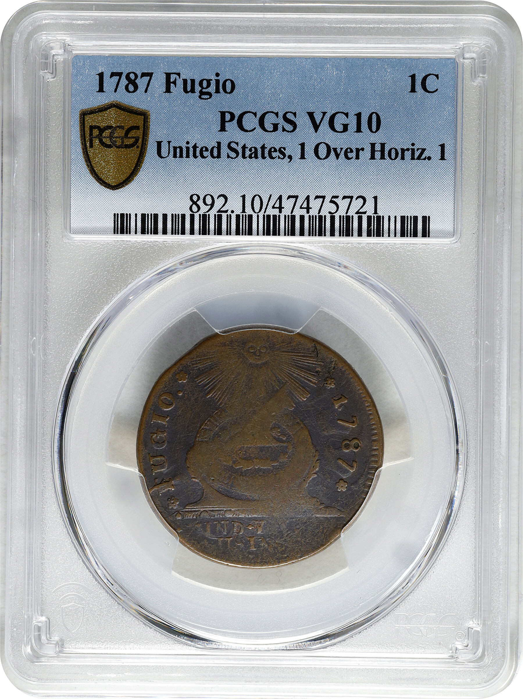 1787 Fugio 1c 4 Cinquefoils, STATES UNITED, 1/1, Newman 10-G MS BN VG10 BN thumbnail 3