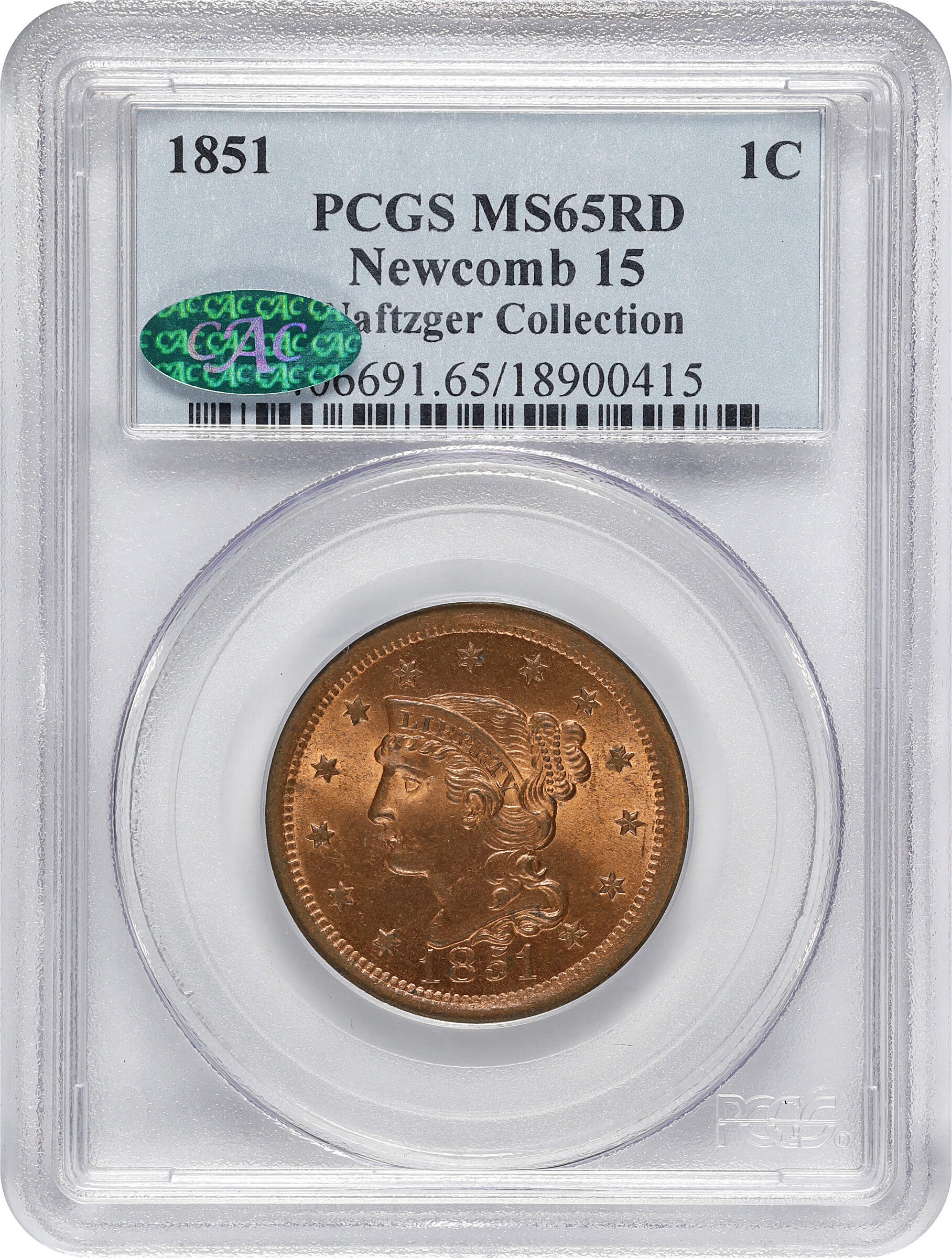 1851 1c MS RD MS66 RD thumbnail 3