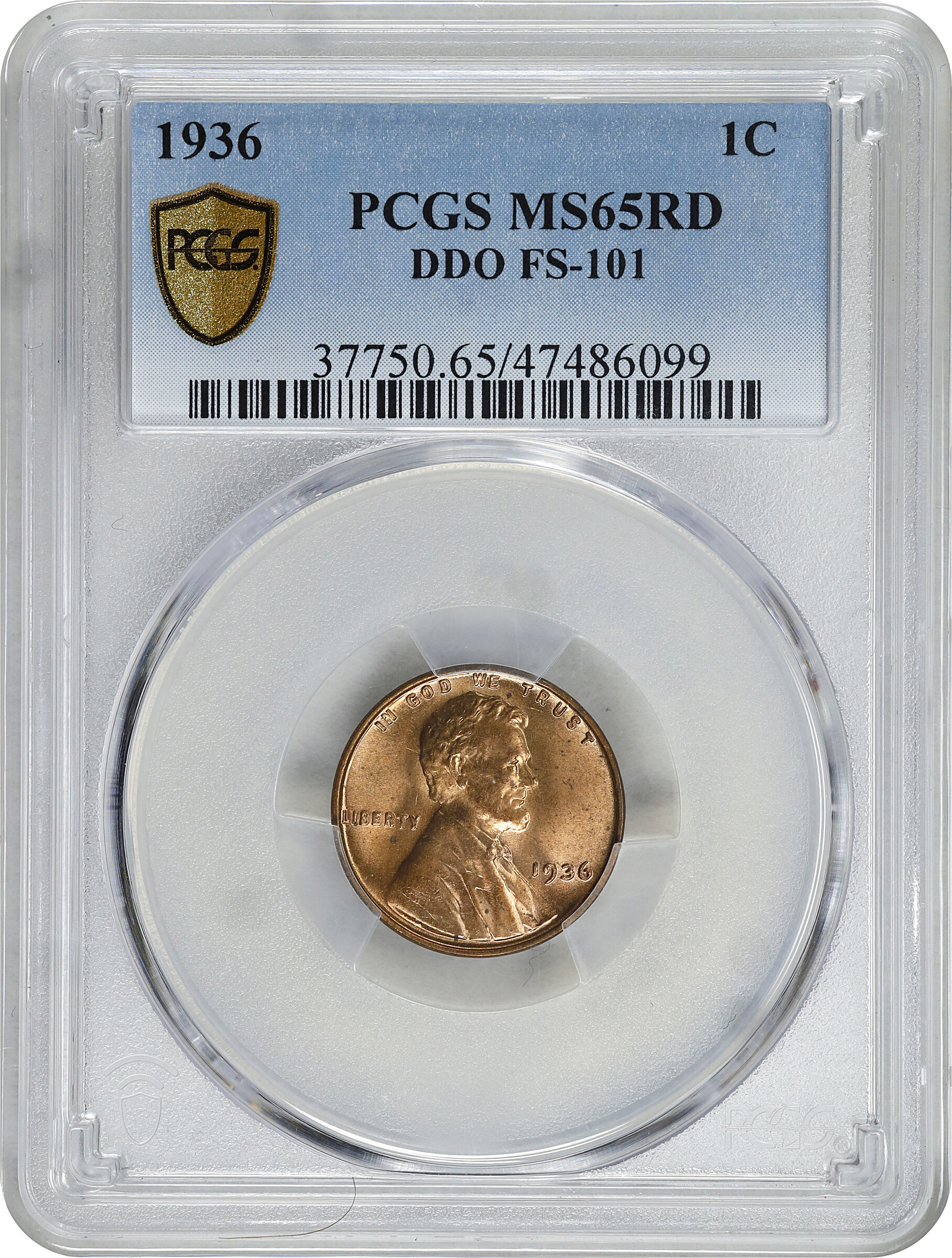 1936 1c Doubled Die Obverse, Type 1, FS-101 MS RD MS63 RD thumbnail 5