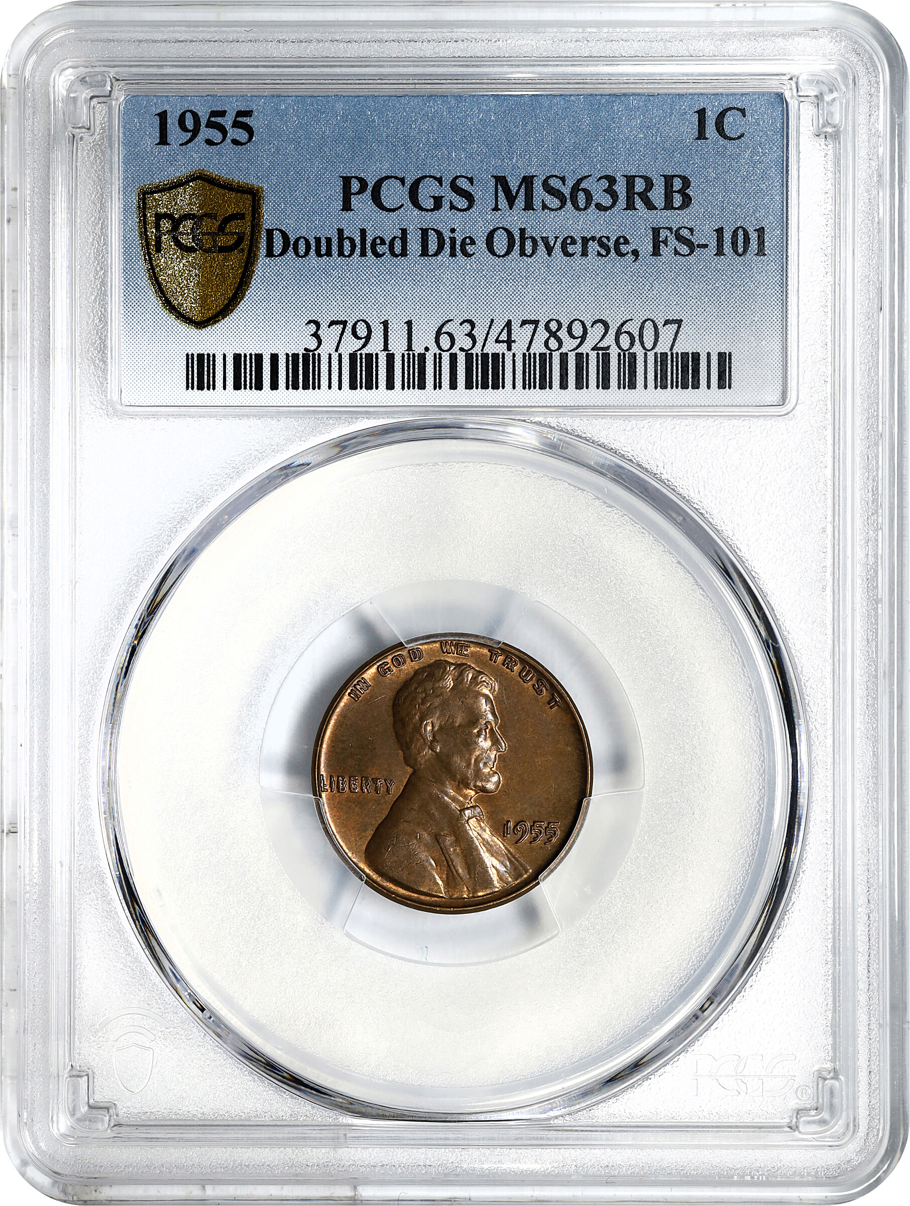 1955 1c Doubled Die Obverse, FS-101 MS RB MS61 RB thumbnail 12