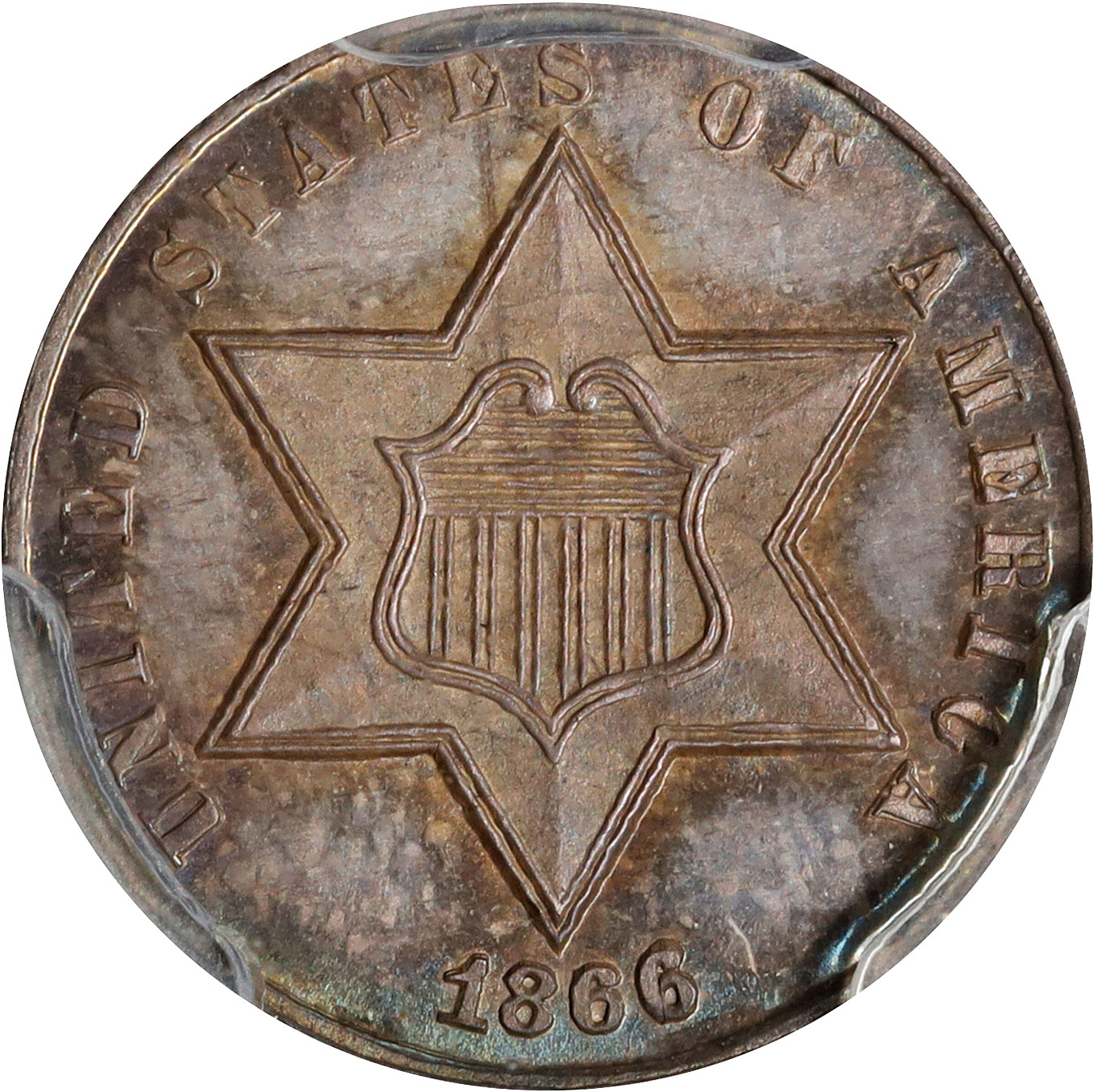 1866 Silver Three-Cent Piece. Proof-65 (PCGS). CAC.