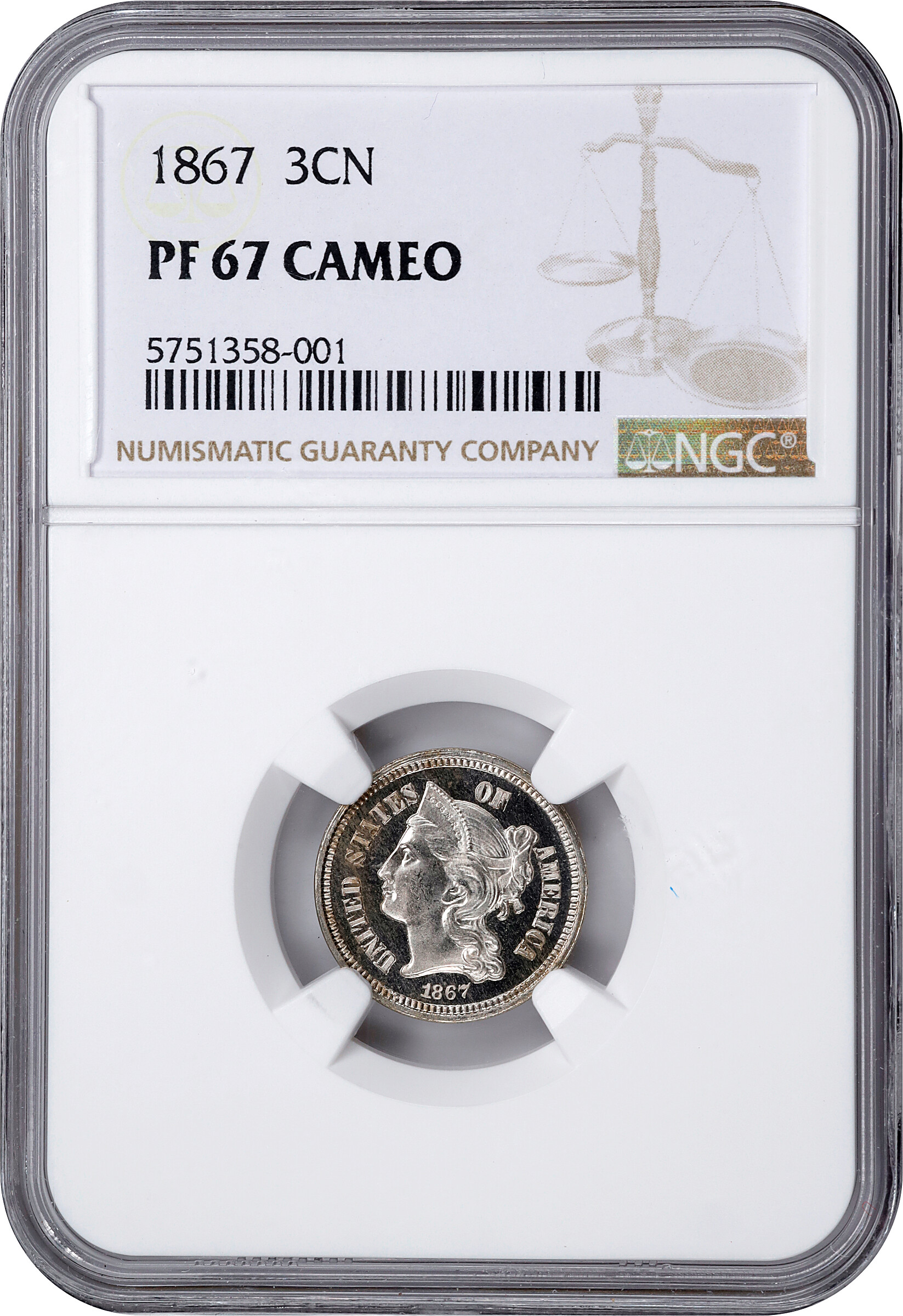 1867 3cN PR CAM PR67 CAM CAC thumbnail 9