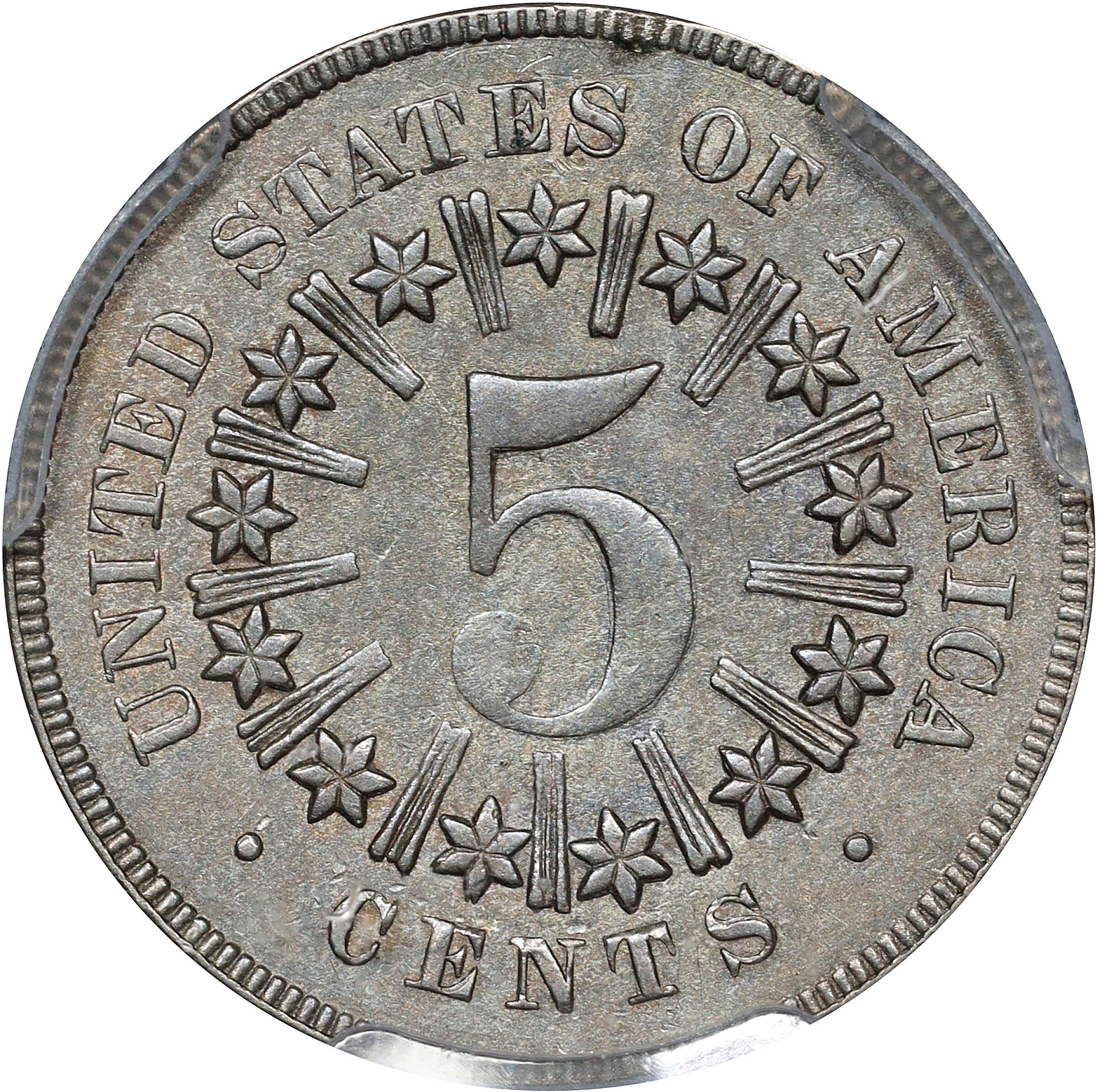 1866/1866 5c Rays, Repunched Date MS60 CAC thumbnail 8