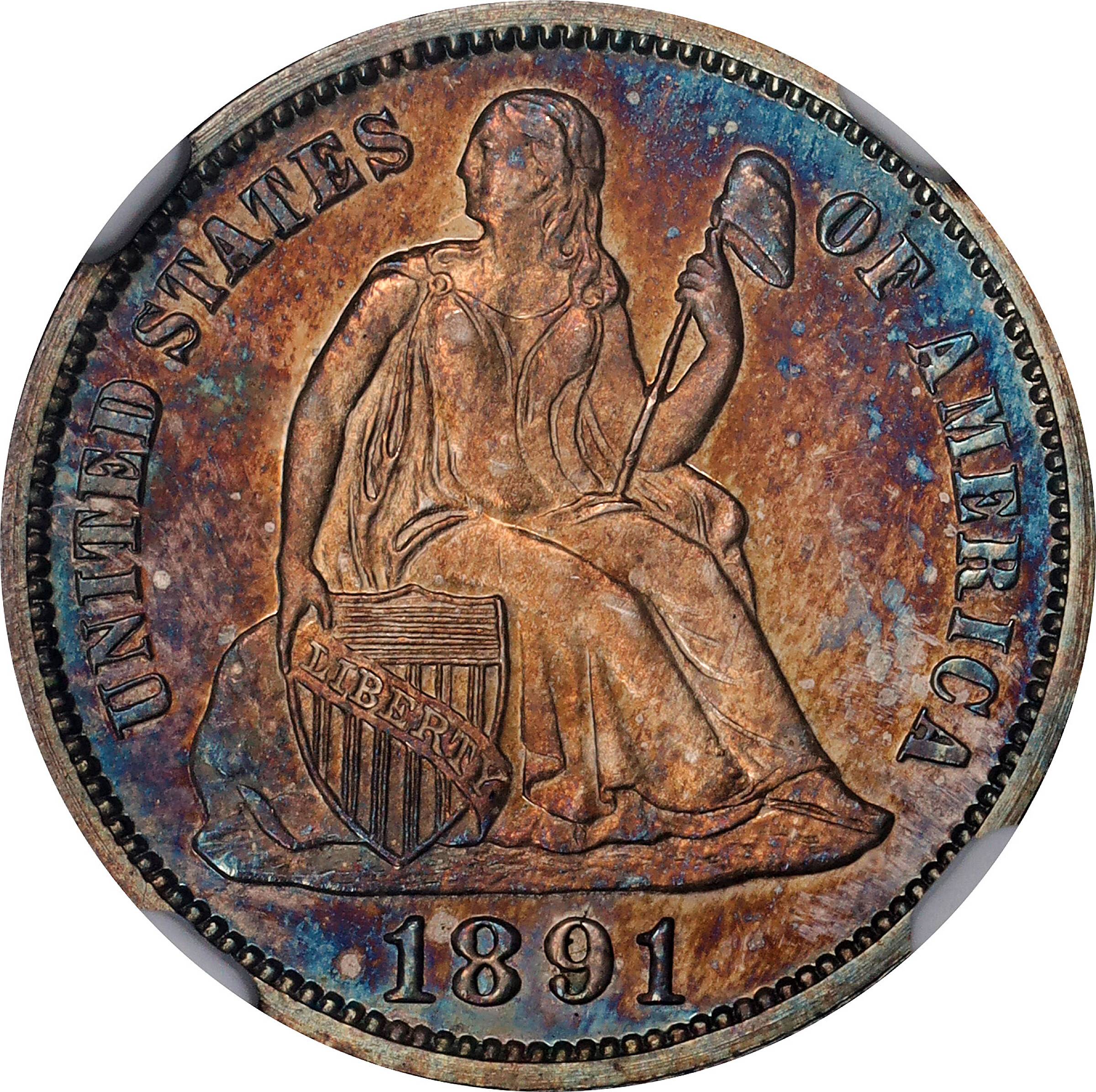 1891 Liberty Seated Dime. Proof-66+ Cameo (NGC). CAC.