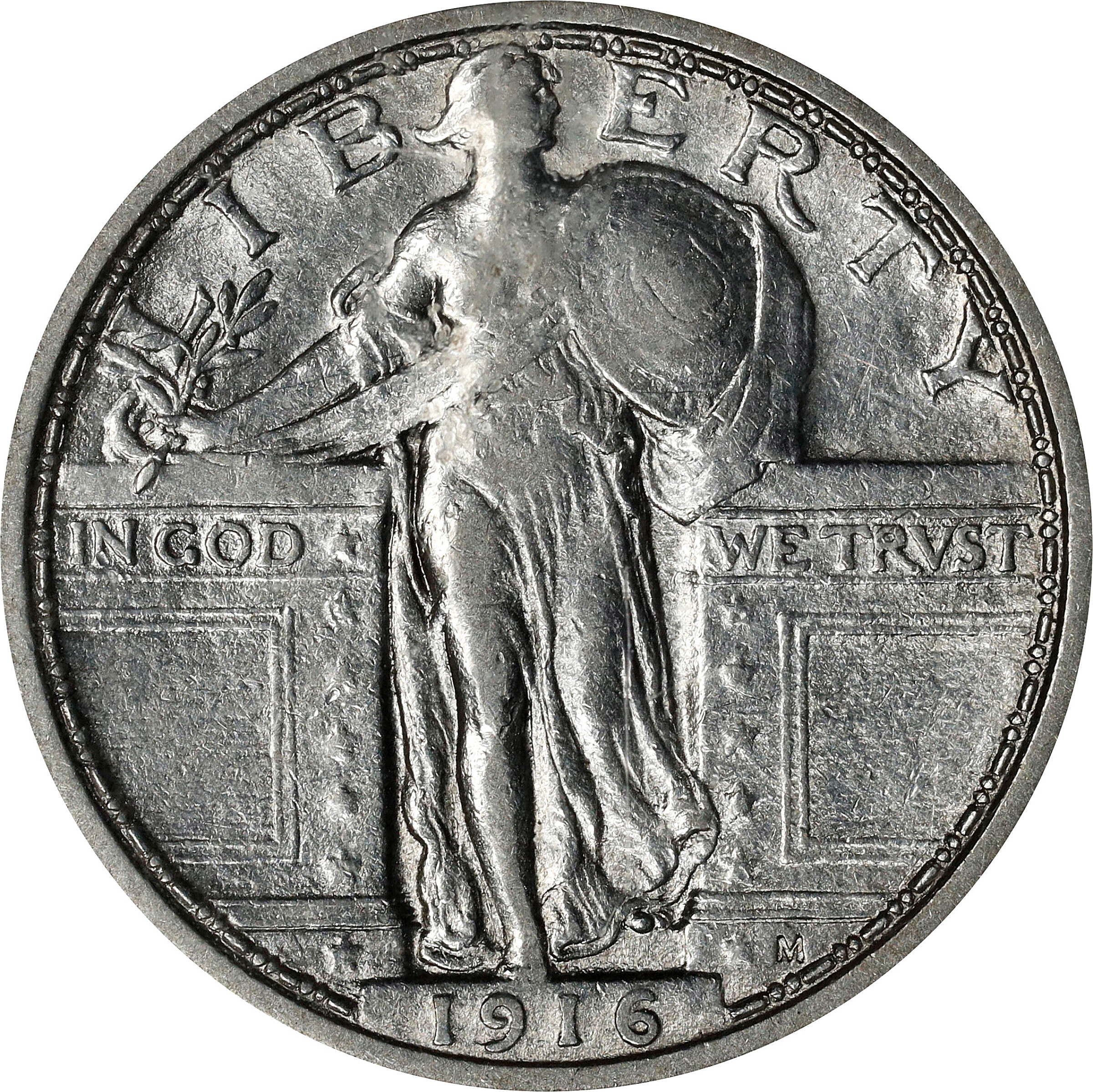1916 Standing Liberty Quarter. AU-55 (NGC).