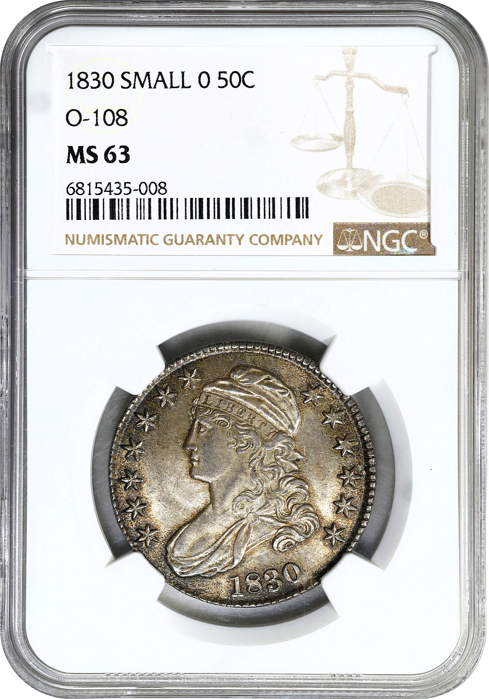 1830 50c Small 0, O-108 MS61 thumbnail 5