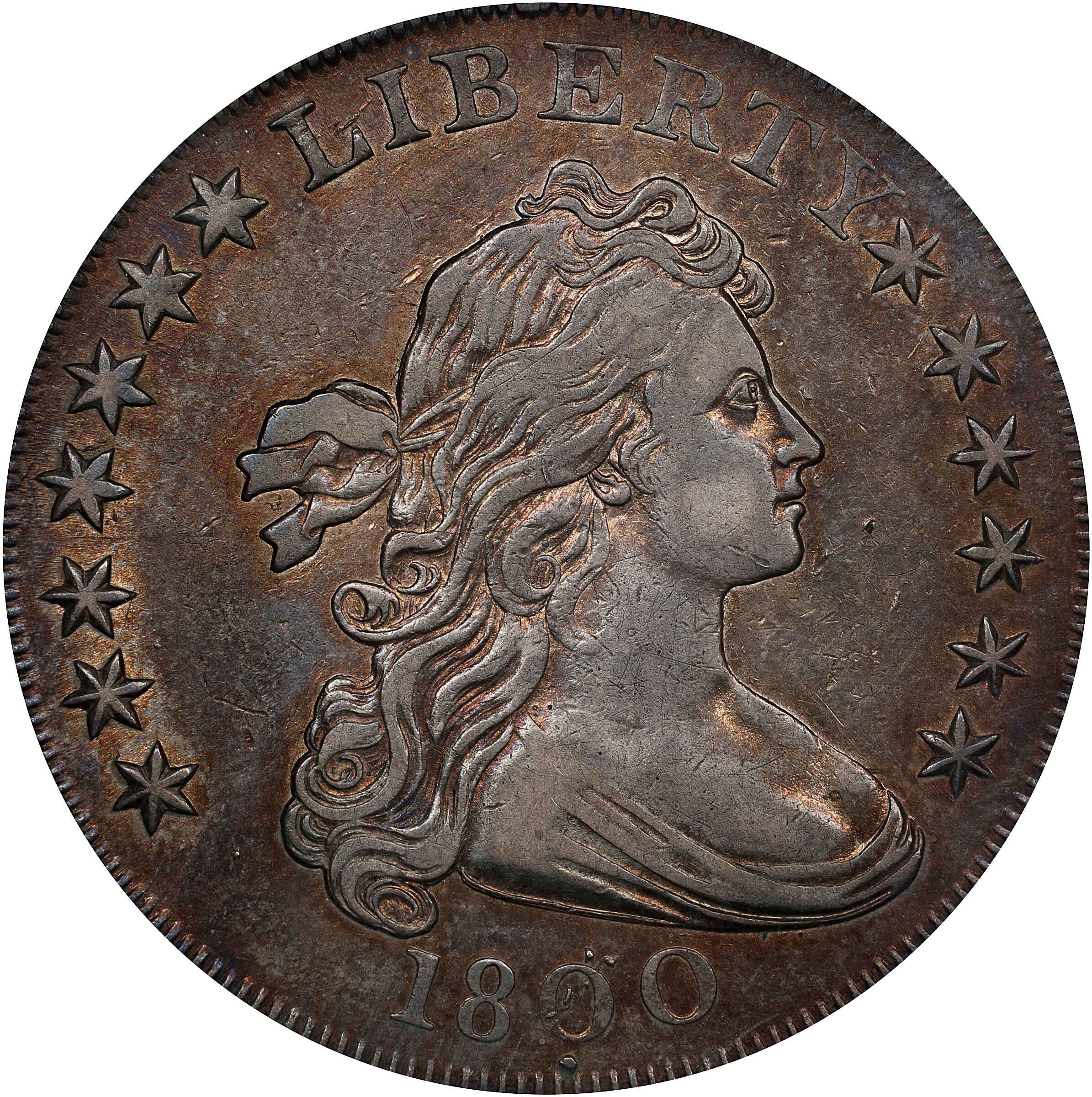 1800 Draped Bust Silver Dollar. BB-194, B-14. Rarity-3. Dotted Date. EF-45 (PCGS). CAC.