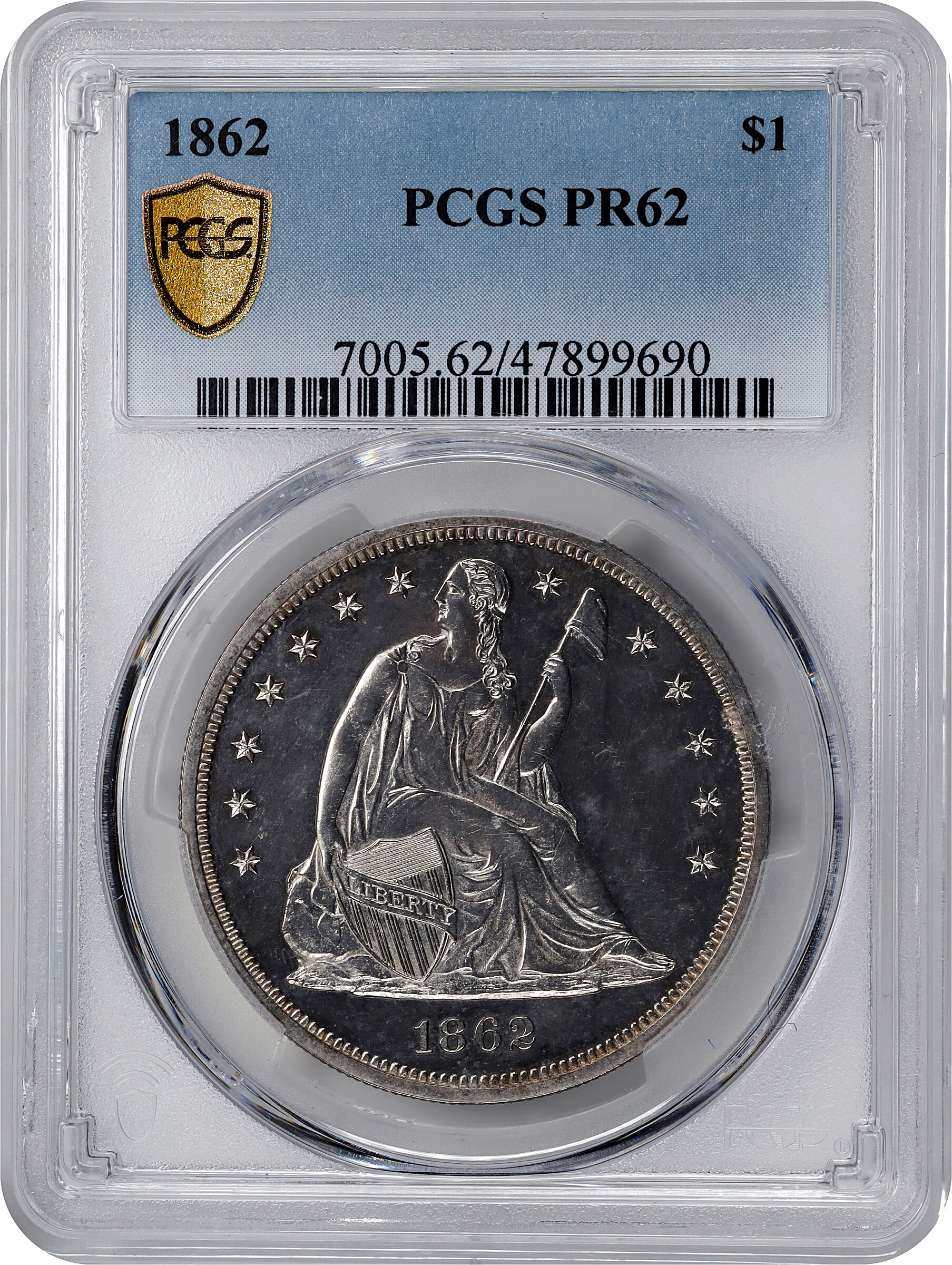 1862 $1 AU50 CAC thumbnail 20