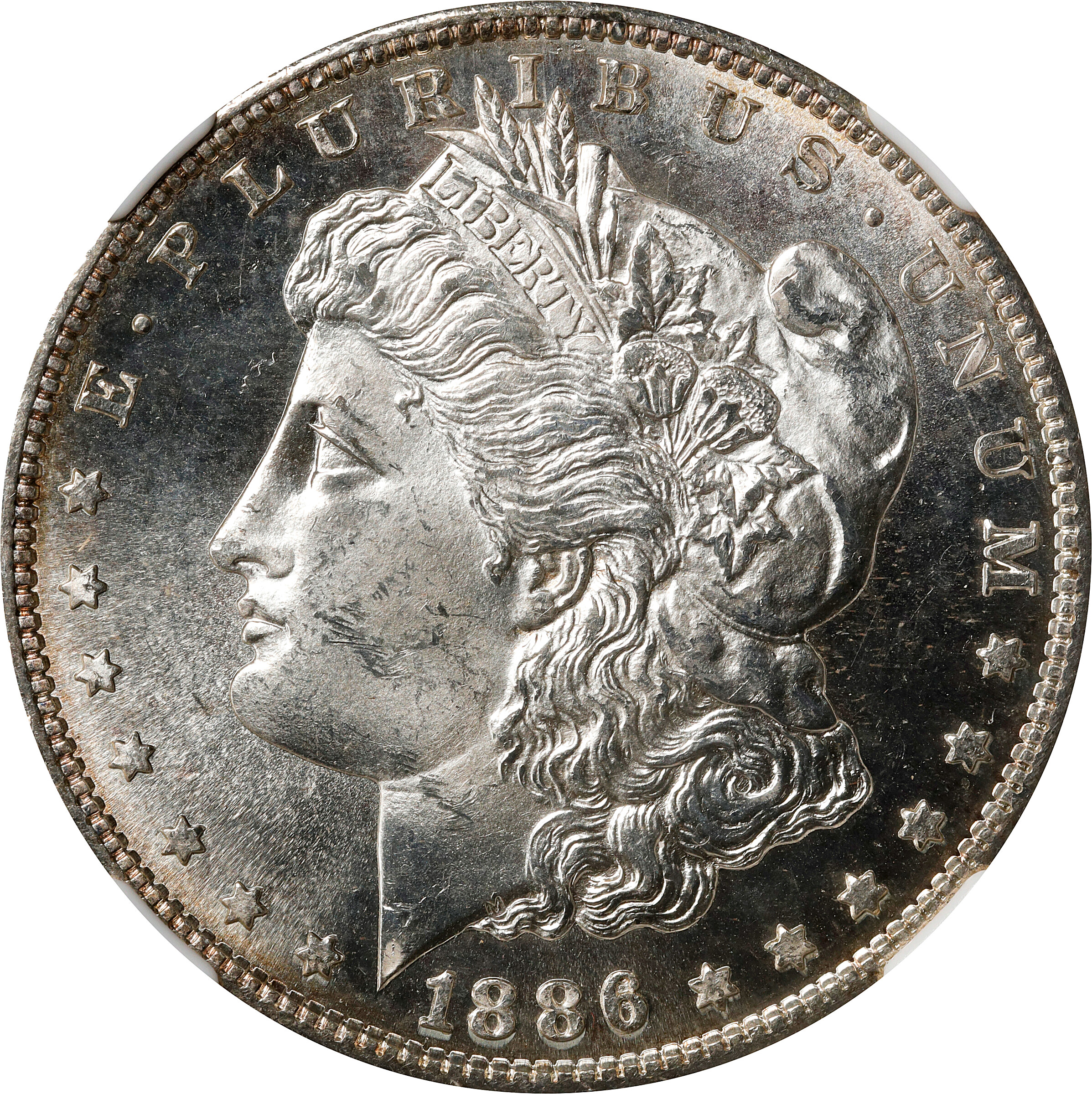 1886-S Morgan Silver Dollar. MS-64 DPL (NGC).