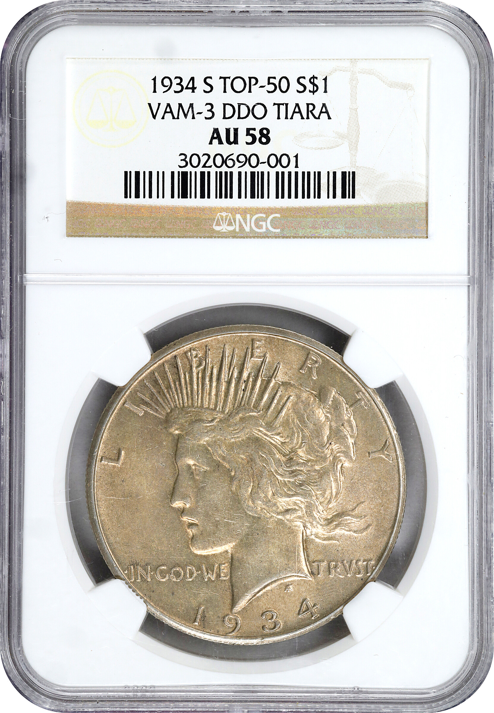 1934 S Doubled Tiara One Dollar VAM 3 MS Values | Greysheet