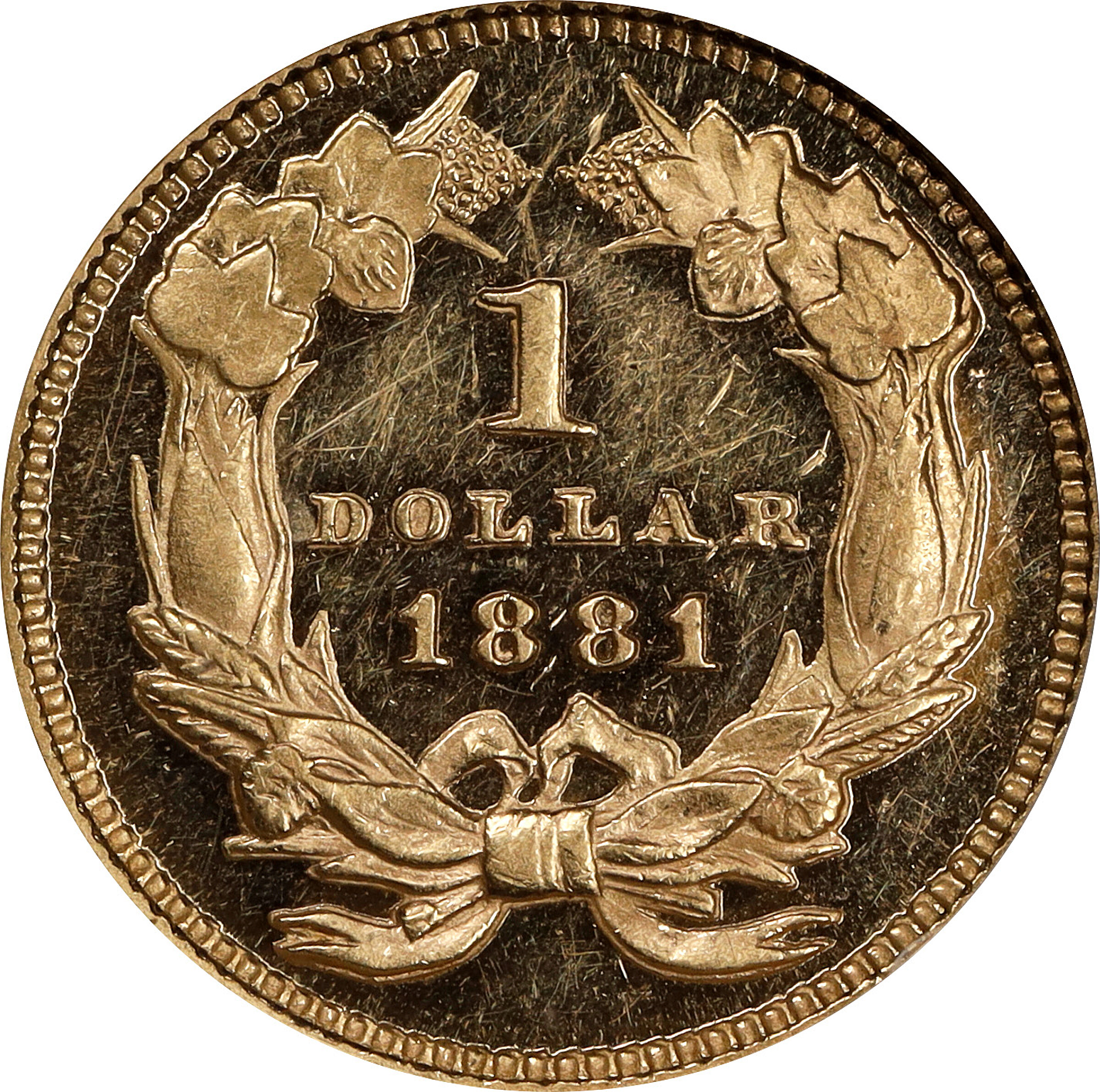 Liberty Gold Dollar G$1 Type 3, 1856-1889 PR DCAM [Type] PR61 DCAM thumbnail 6