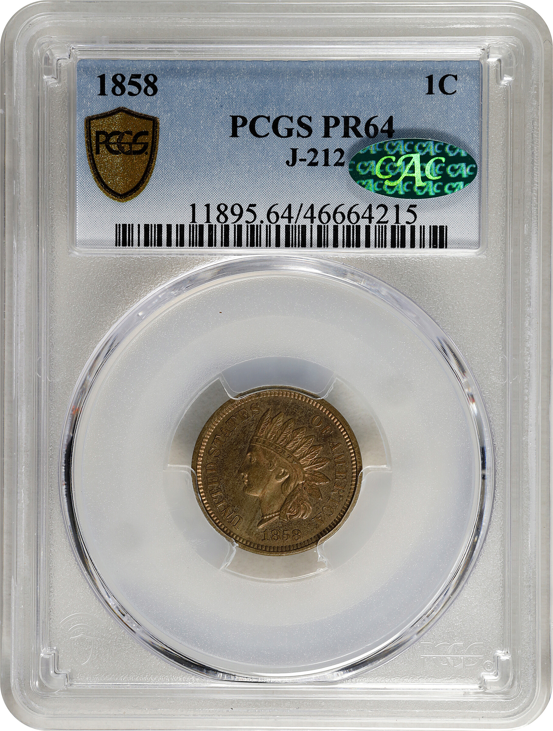 1858 P1c Copper-Nickel, Broad Bust, J-212 PR thumbnail 14