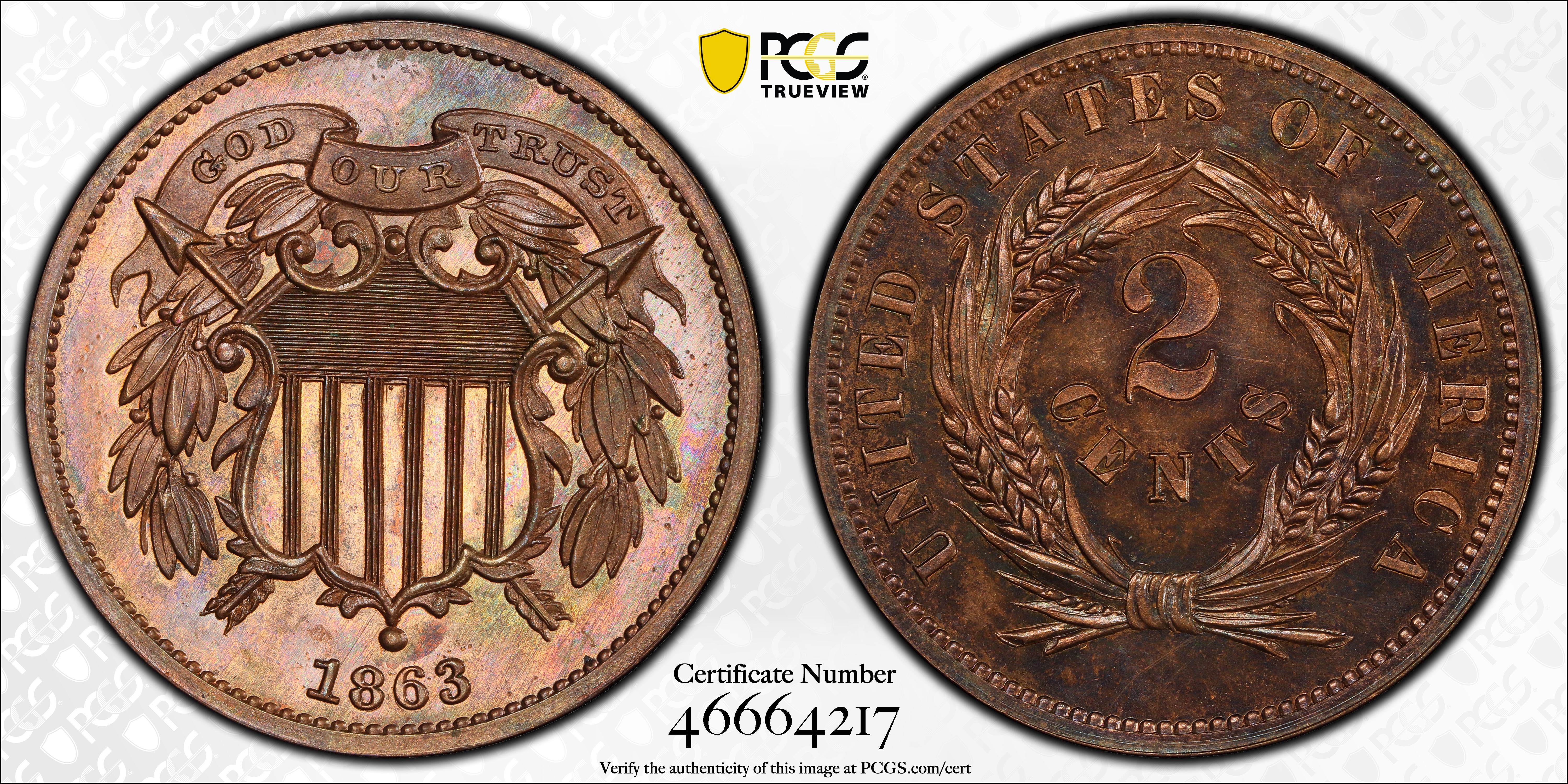 1863 P2c Bronze, J-312 PR BN thumbnail 17