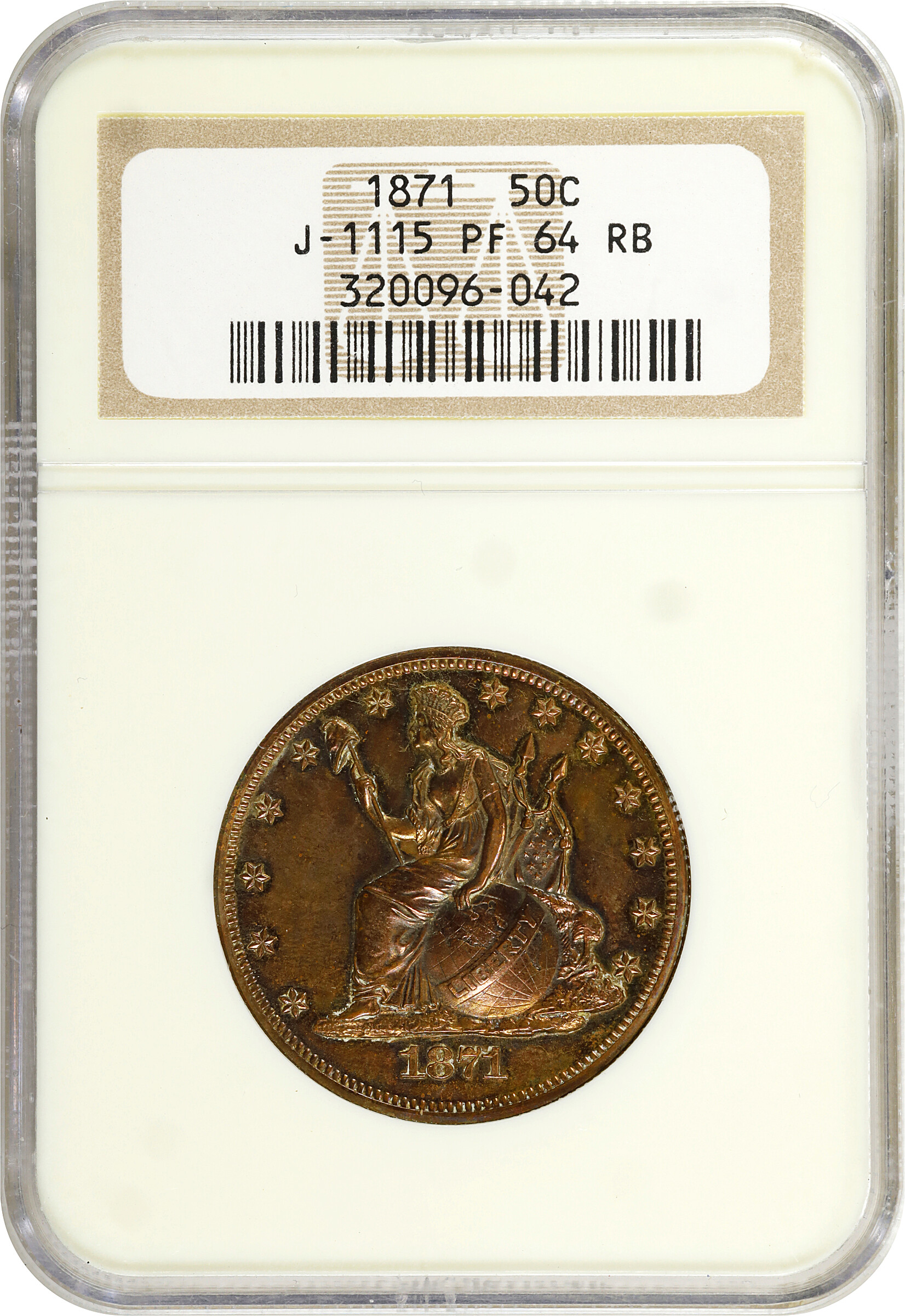 1871 P50c Copper, J-1115 PR RB PR64 RB CAC thumbnail 3