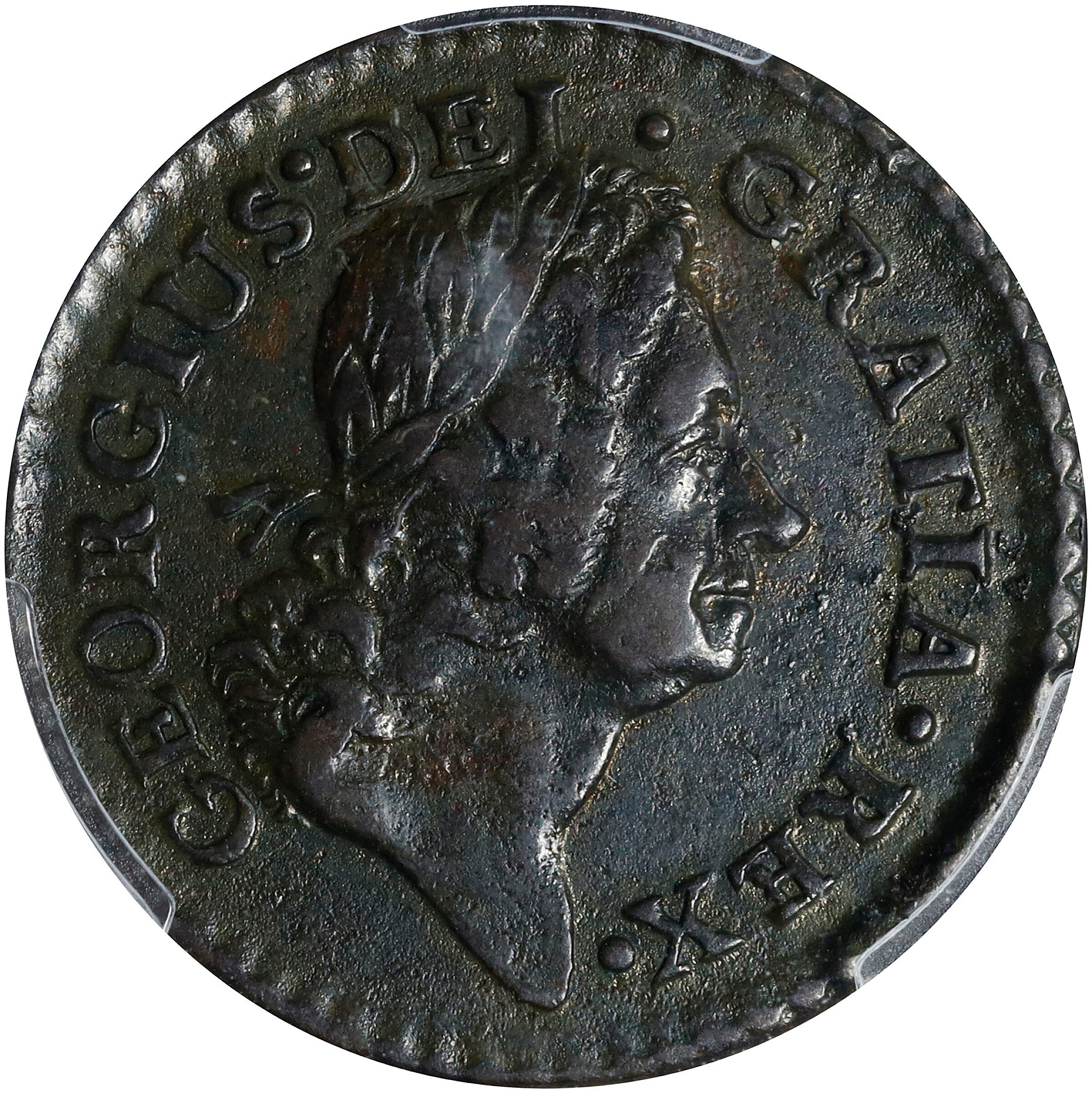 1723 Wood's Hibernia Farthing. Martin 3.3-Bc.3, W-12350. Rarity-1. DEI. GRATIA. REX. EF-40 (PCGS).