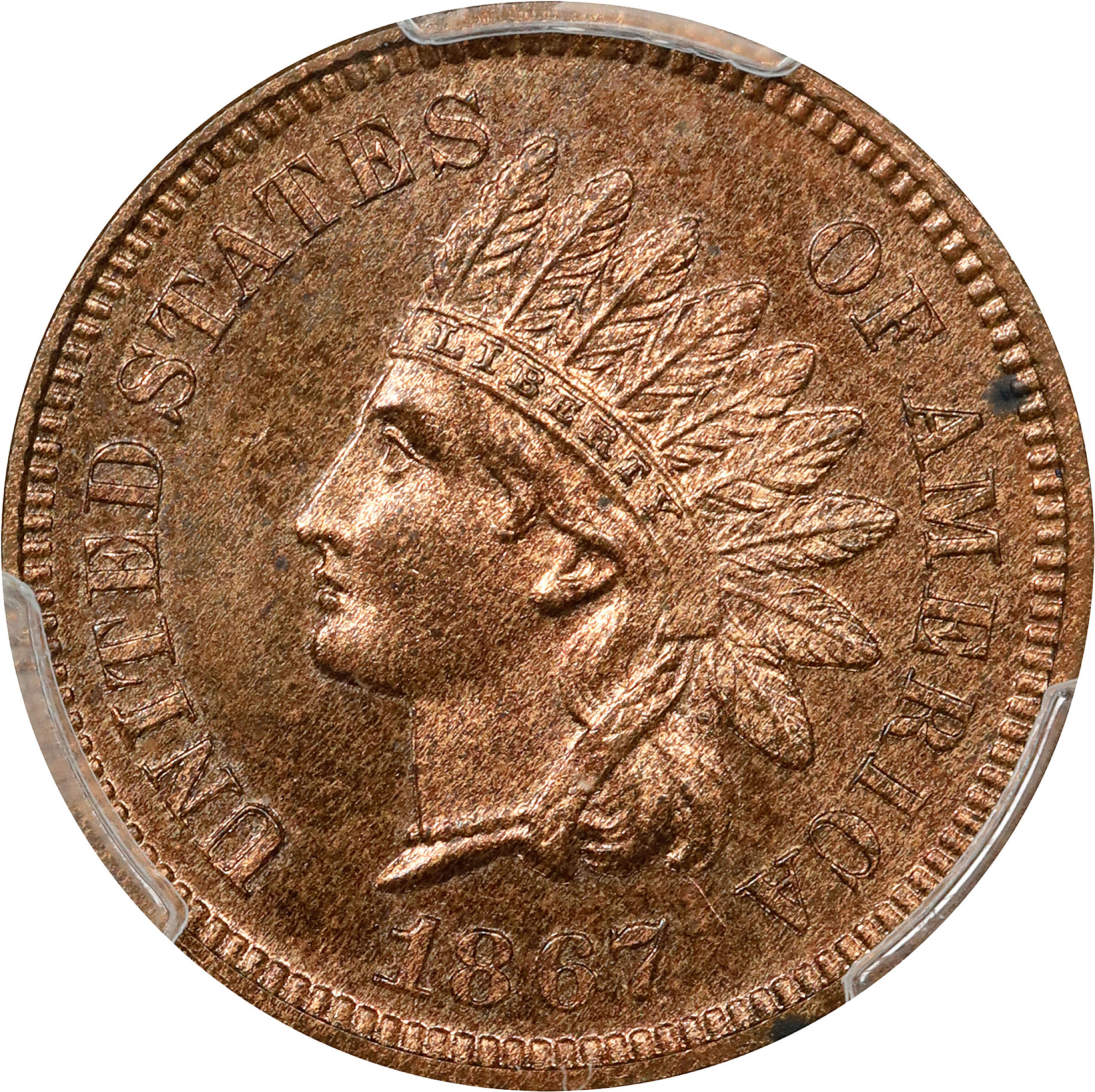 1867 Indian Cent. Proof-64 RB (PCGS).