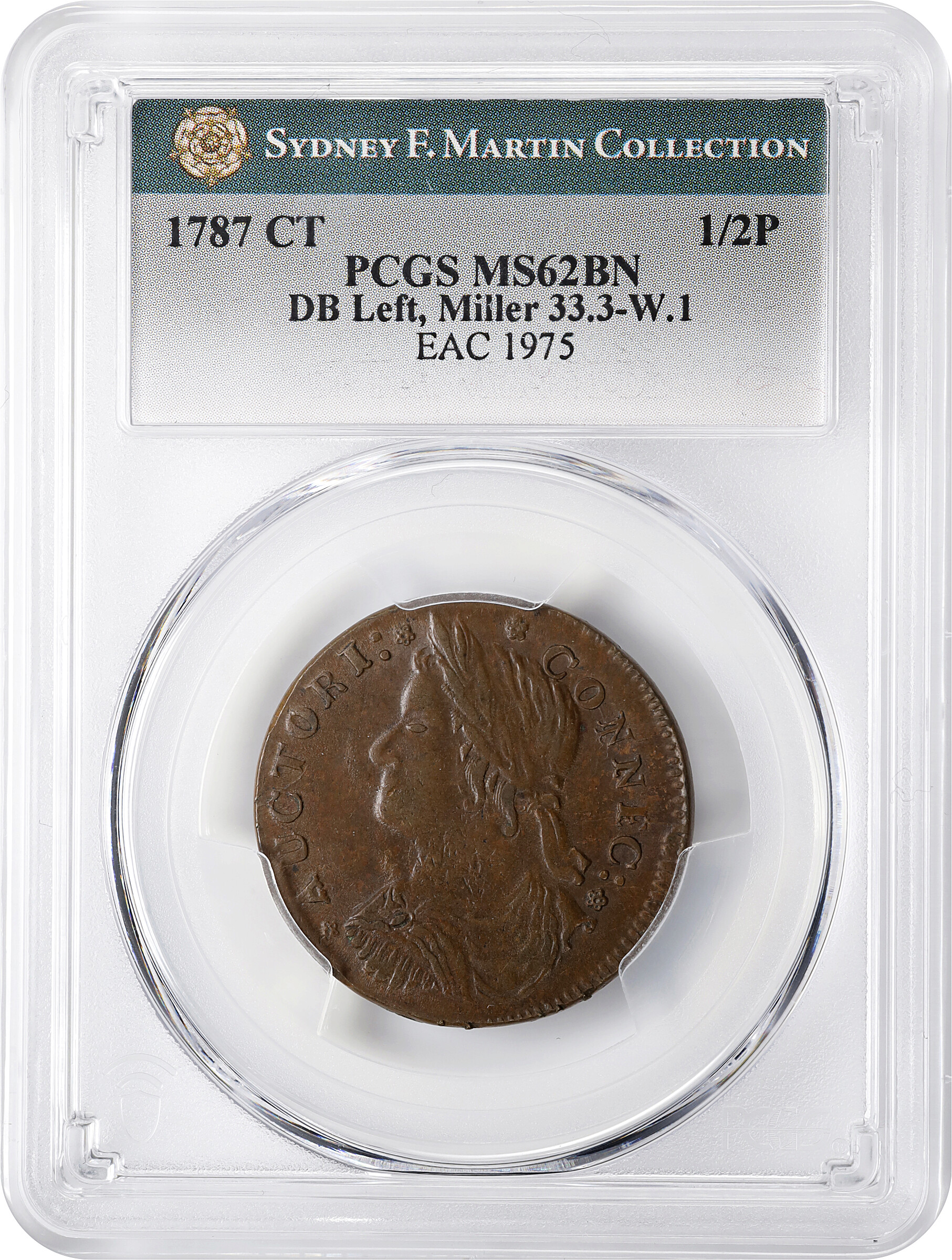 1787 Copper Connecticut, Draped Bust Left MS BN MS62 BN thumbnail 3