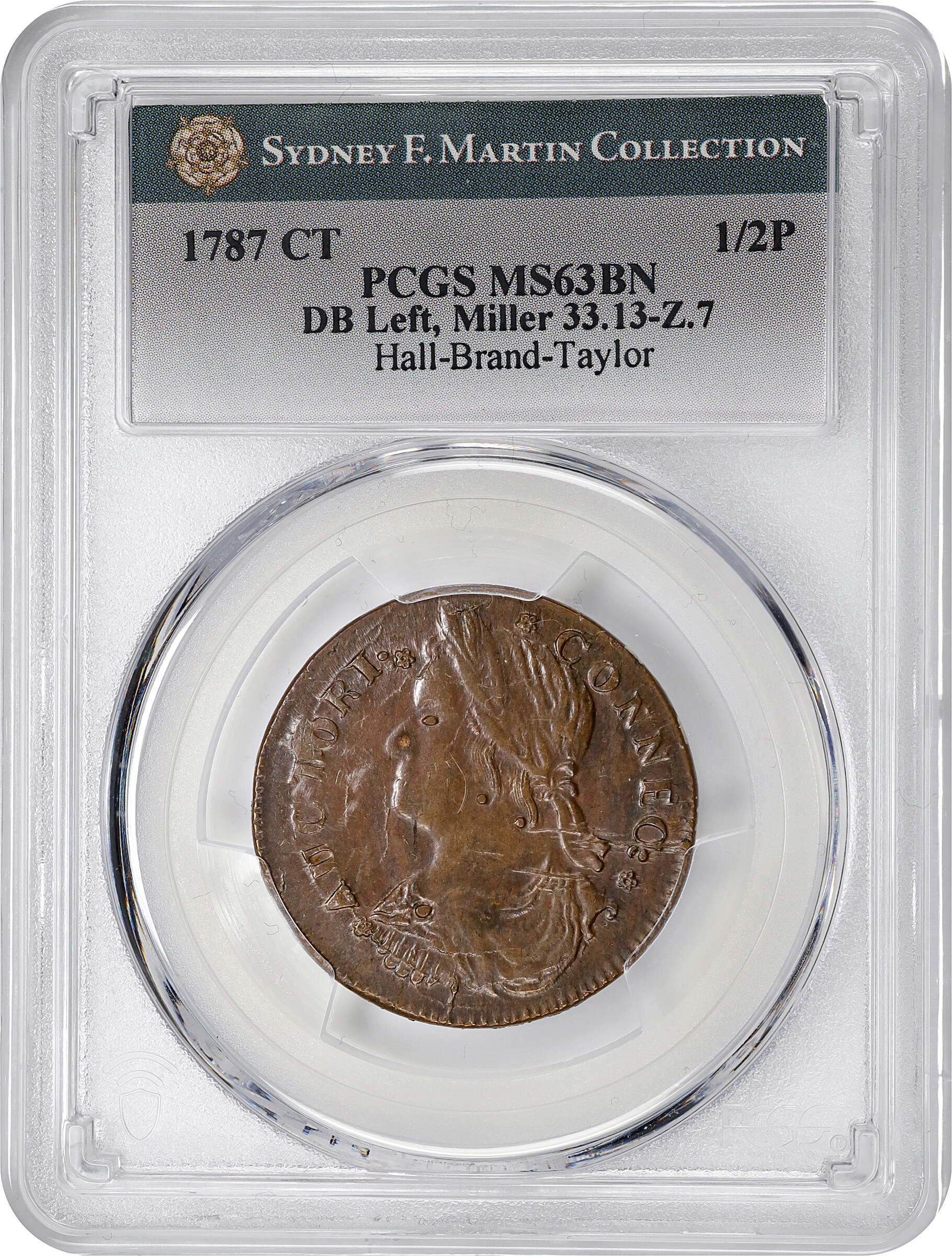 1787 Copper Connecticut, Draped Bust Left MS BN MS63 BN thumbnail 3