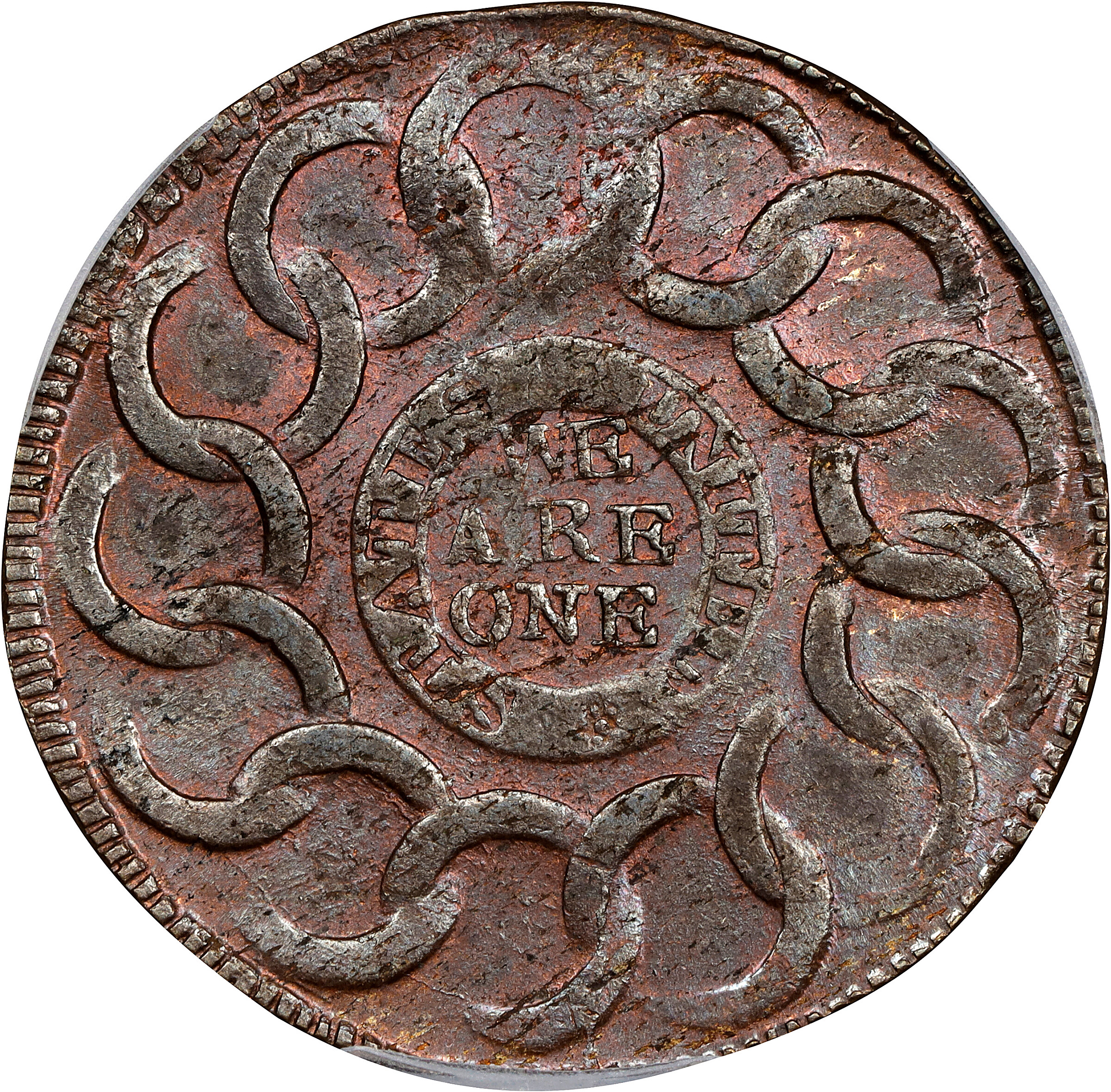1787 Fugio 1c 4 Cinquefoils, STATES UNITED MS RB MS61 RB thumbnail 14