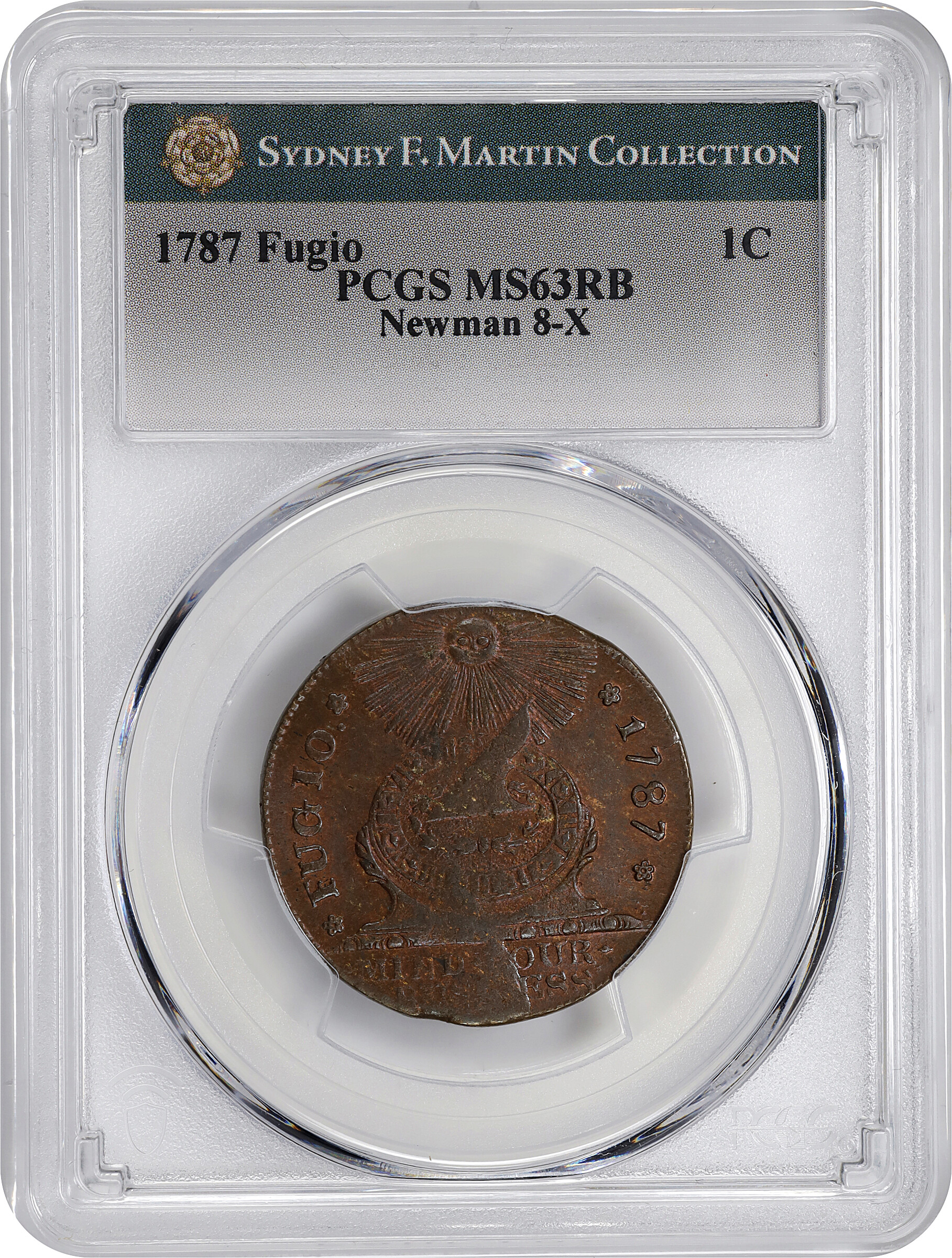 1787 Fugio 1c 4 Cinquefoils, STATES UNITED MS RB MS61 RB thumbnail 15