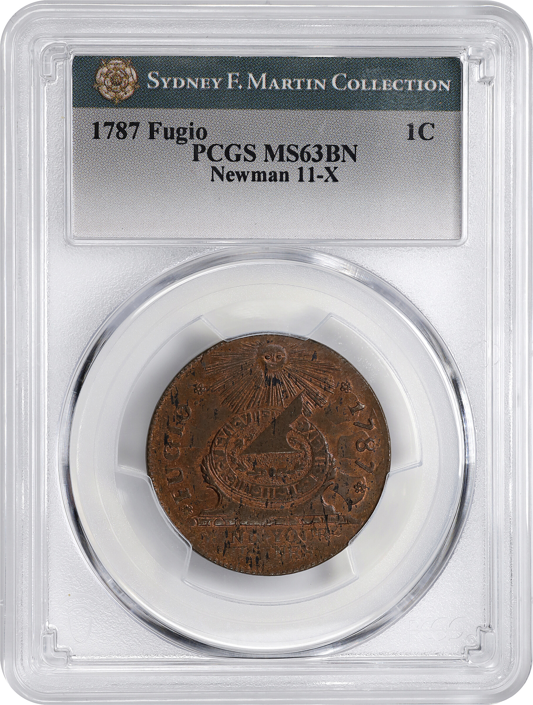 1787 Fugio 1c 4 Cinquefoils, STATES UNITED, Newman 11-X MS BN MS61 BN thumbnail 7