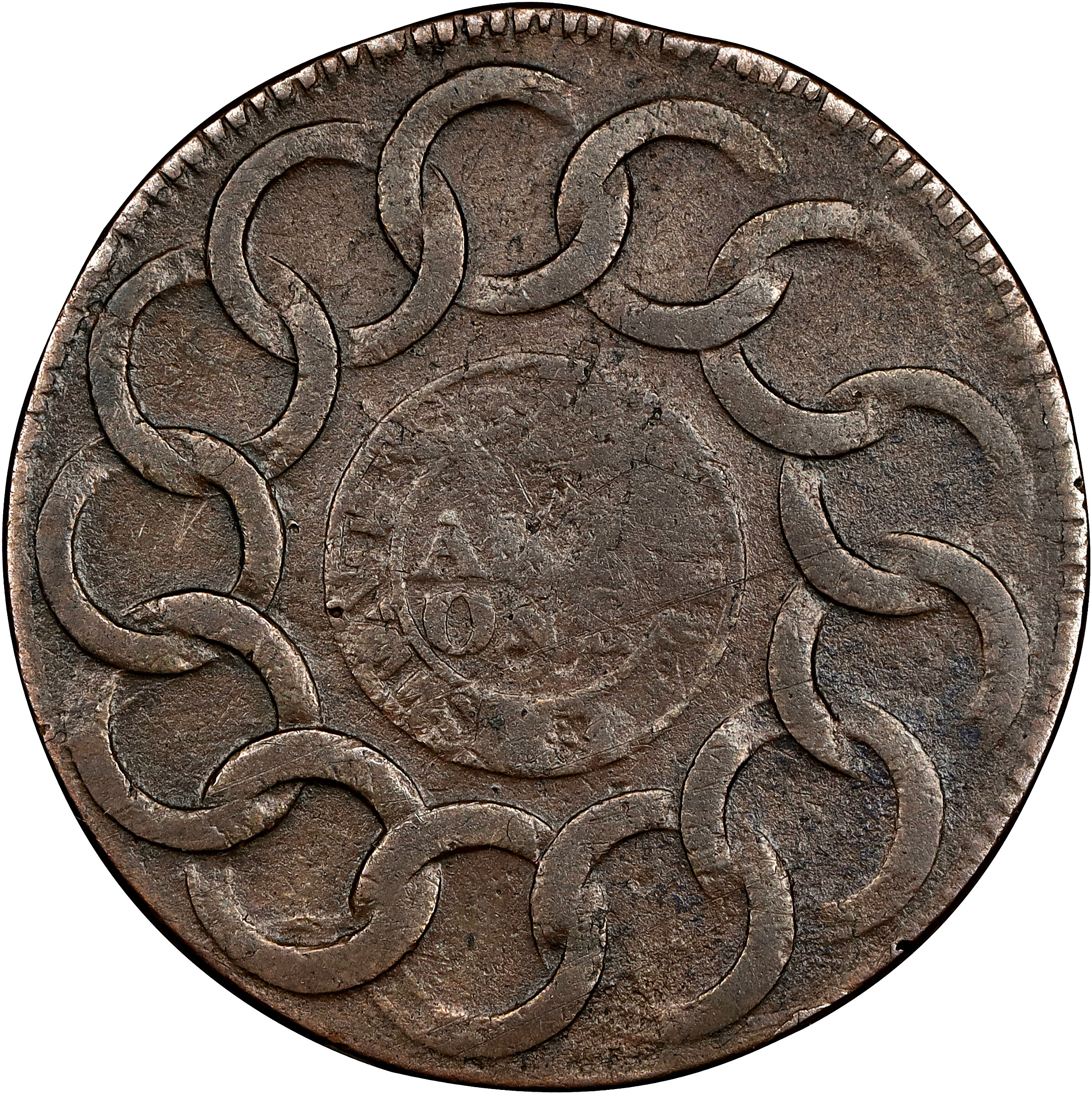 1787 Fugio 1c Cinquefoils, Raised Rims, Newman 12-Z MS BN F15 BN thumbnail 14