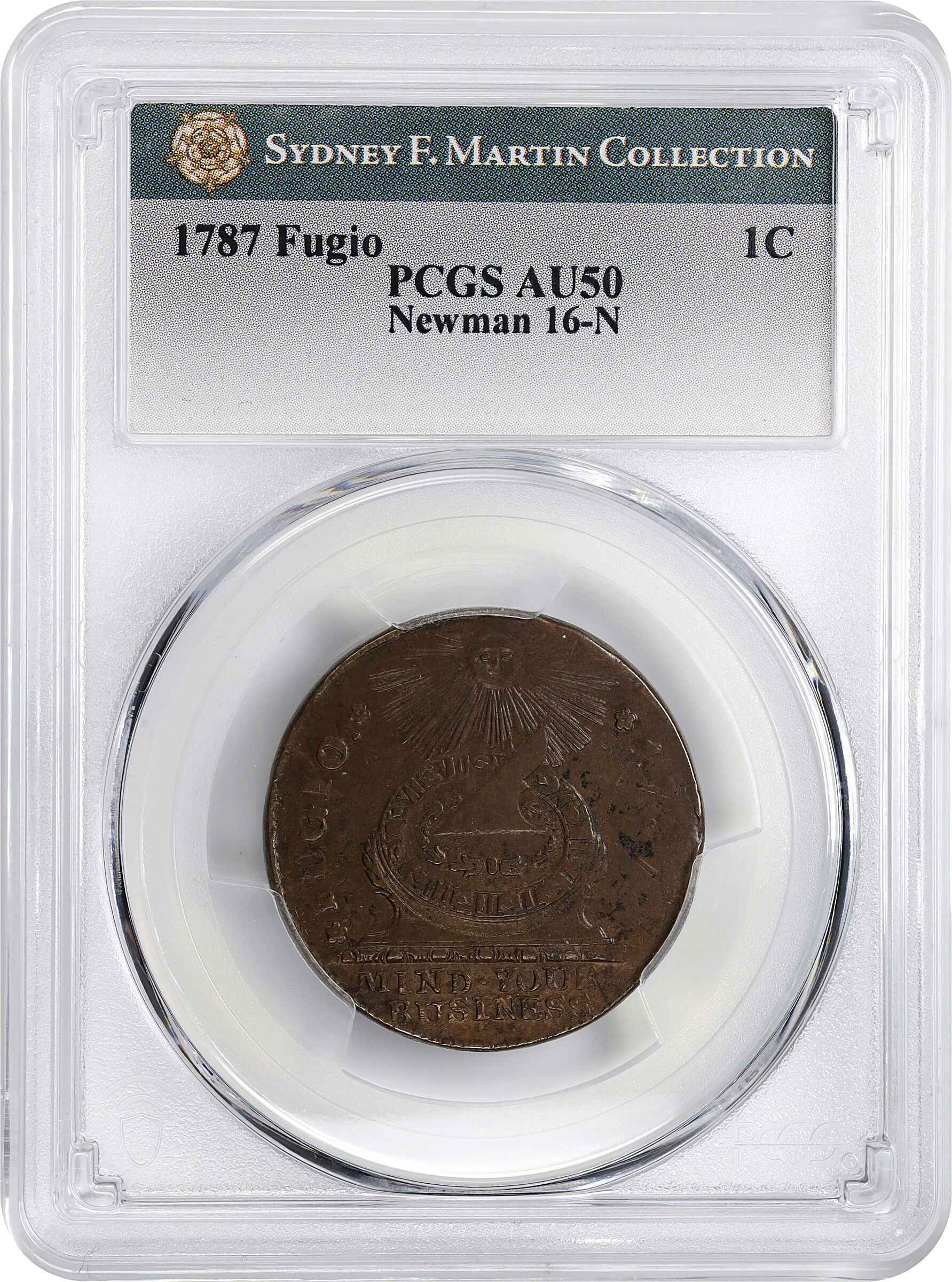 1787 Fugio 1c 4 Cinquefoils, STATES UNITED, Newman 16-N MS BN AU50 BN thumbnail 3