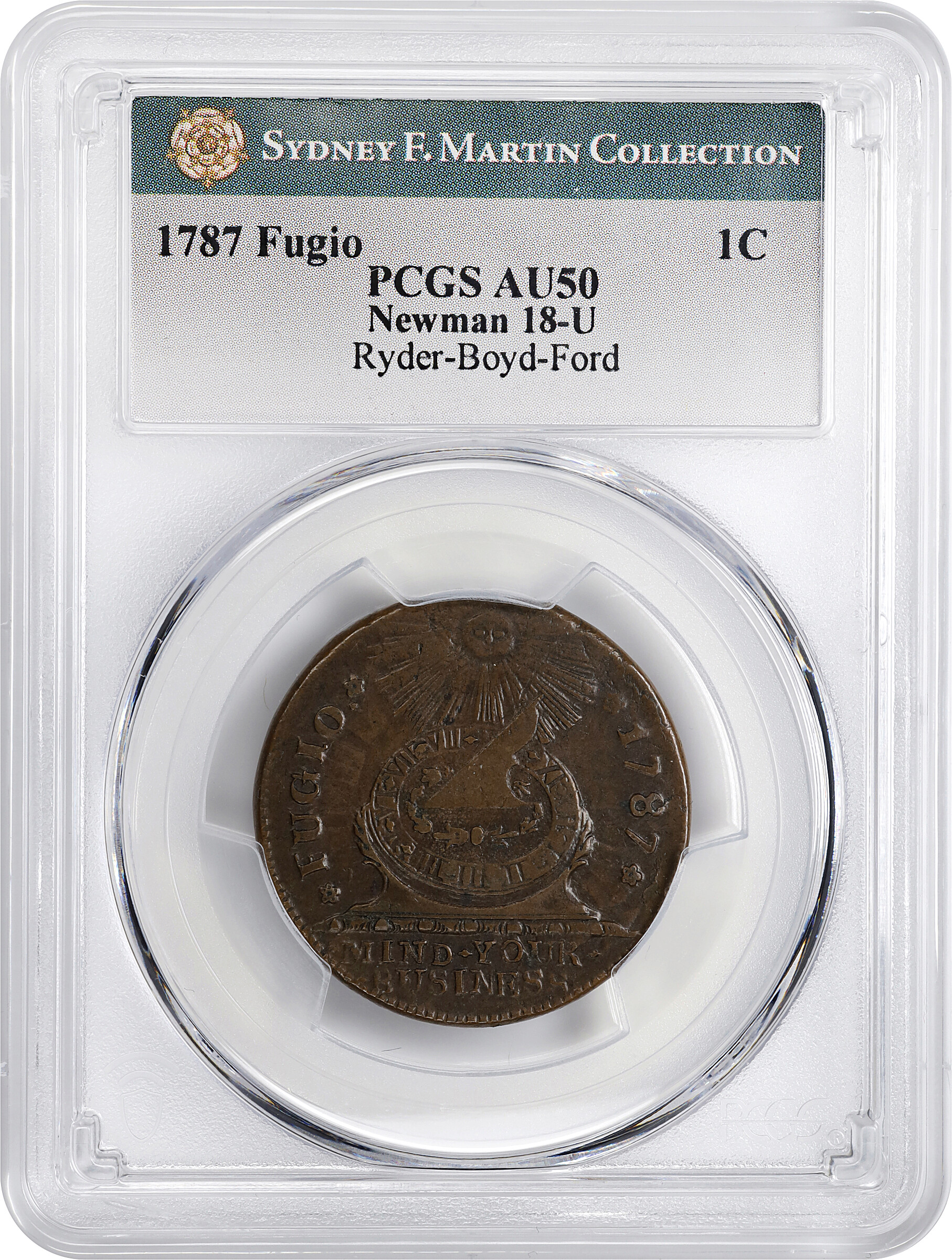 1787 Fugio 1c 4 Cinquefoils, STATES UNITED, Newman 18-U MS BN F15 BN CAC thumbnail 26
