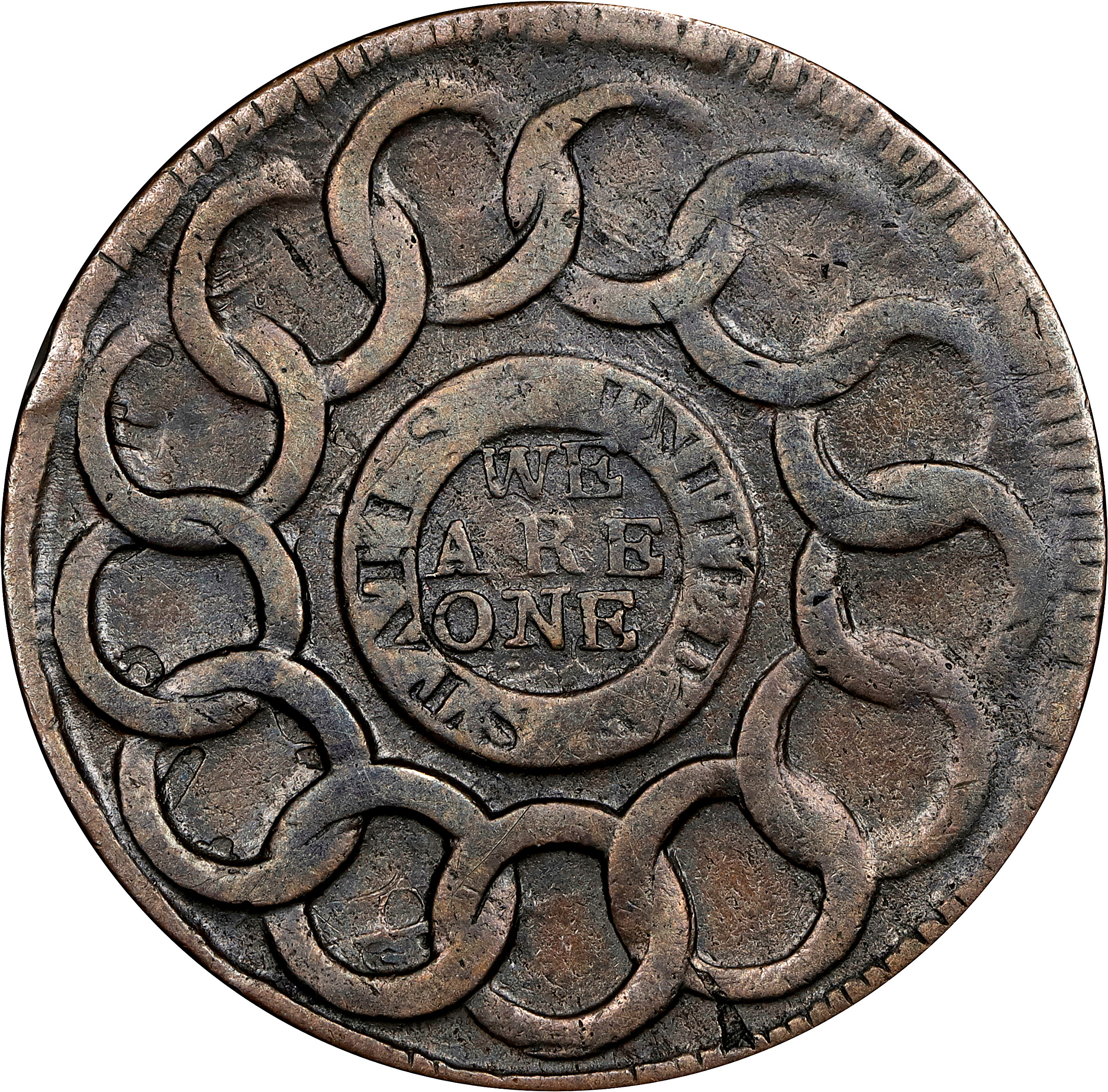 1787 Fugio 1c 4 Cinquefoils, STATES UNITED, Newman 19-M MS BN VF25 BN thumbnail 10