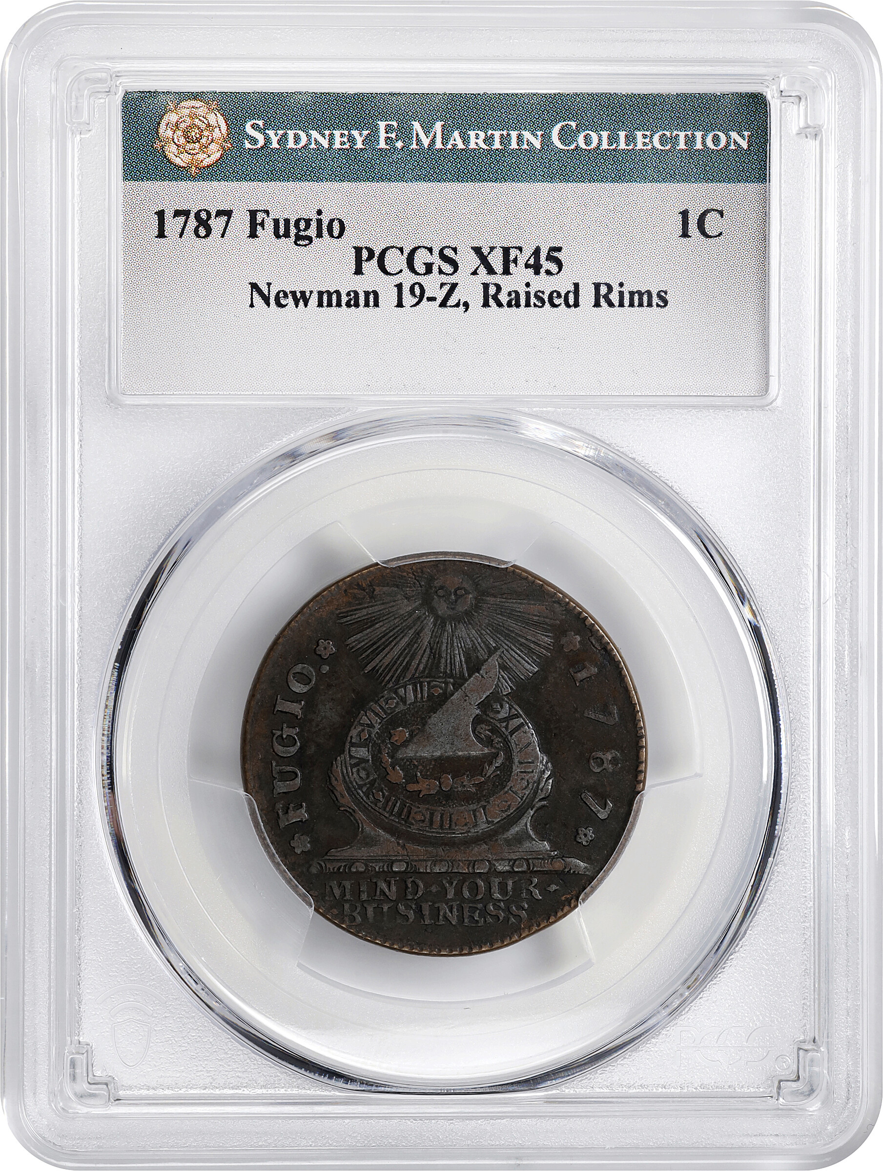 1787 Fugio 1c Cinquefoils, Raised Rims, Newman 19-Z MS BN VG10 BN thumbnail 25