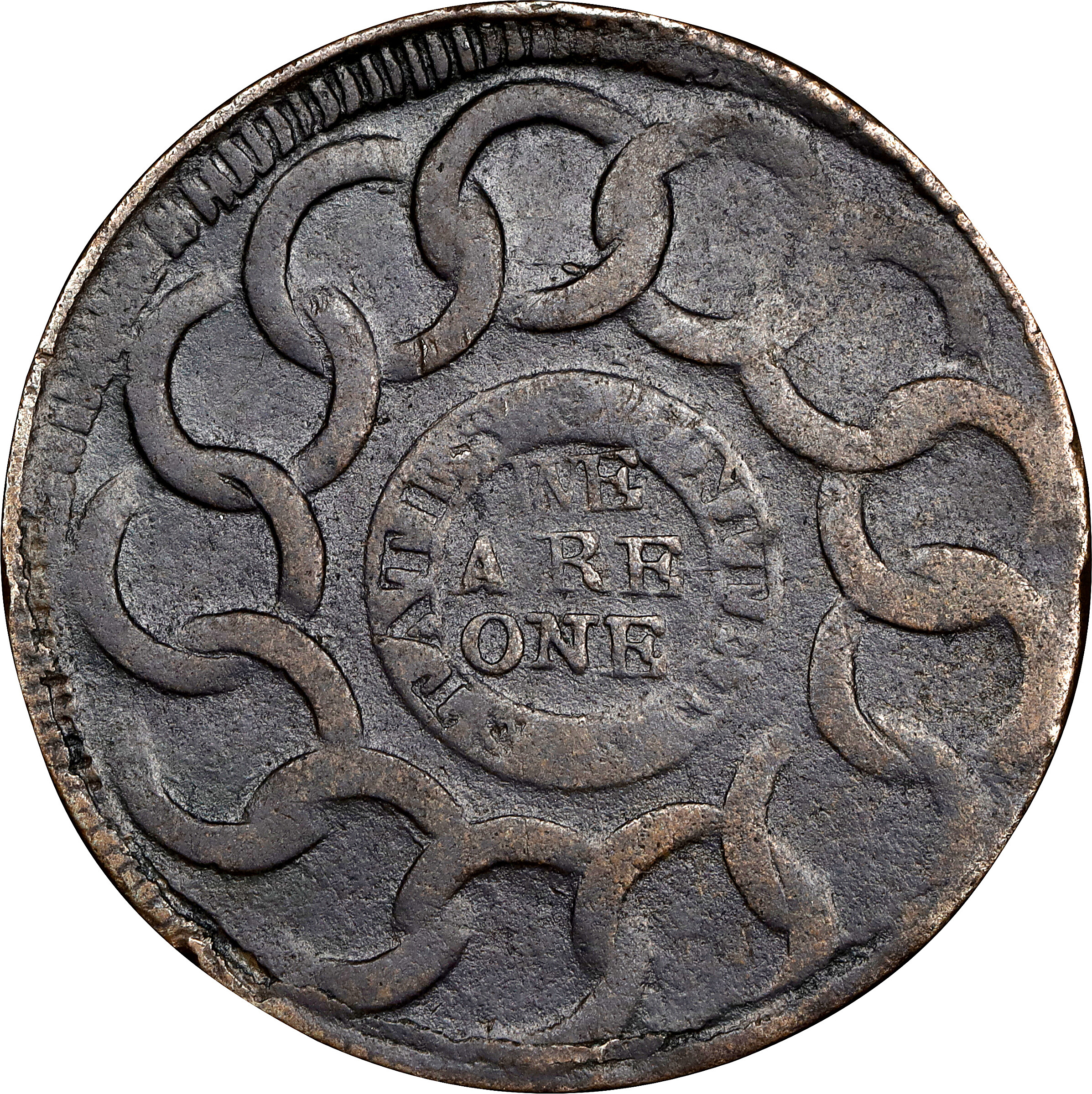 1787 Fugio 1c 4 Cinquefoils, STATES UNITED, Newman 20-X MS BN VF30 BN thumbnail 4