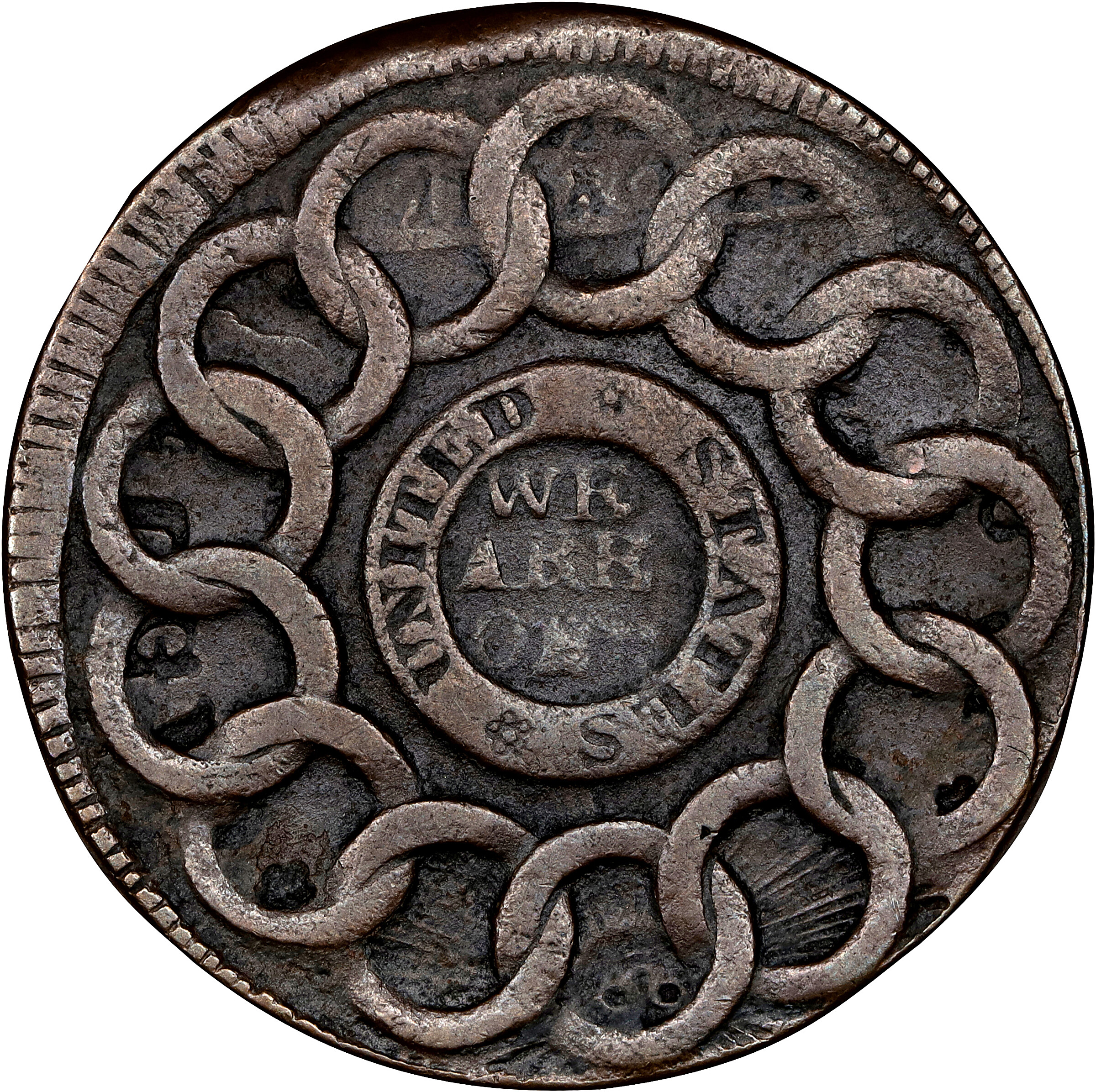 1787 Fugio 1c 4 Cinquefoils, UNITED STATES, Newman 21-I MS BN XF45 BN thumbnail 2