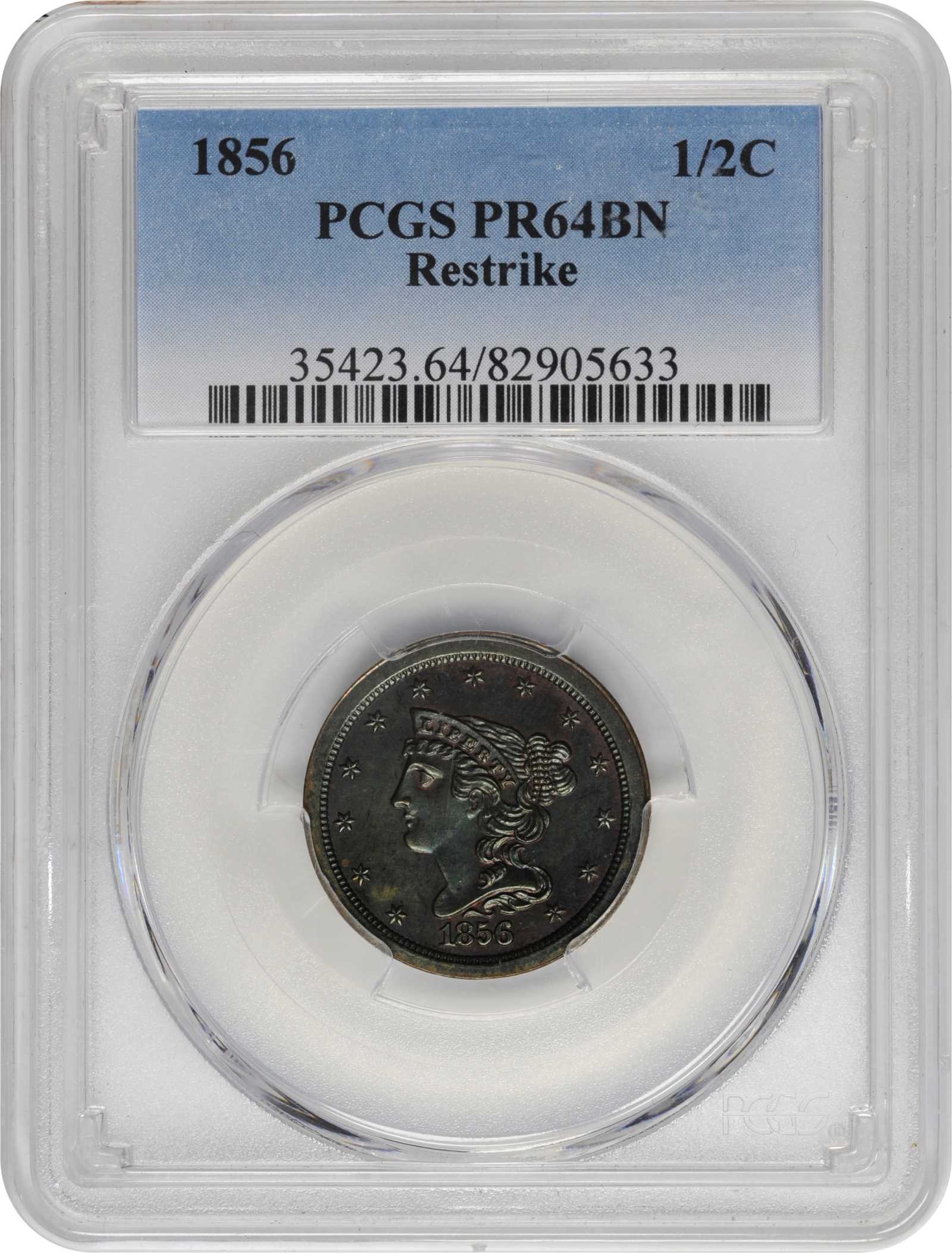 1856 1/2c Reverse of 1854 PR BN PR62 BN CAC thumbnail 6