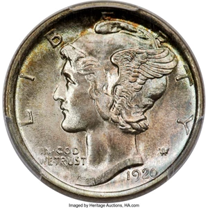 image for: 1920-D 10C MS67 PCGS. CAC....