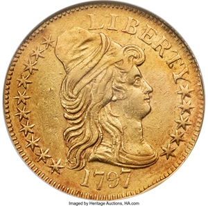image for: 1797 $5 Small Eagle, 15 Stars, BD-1, High R.6, AU53 NGC....