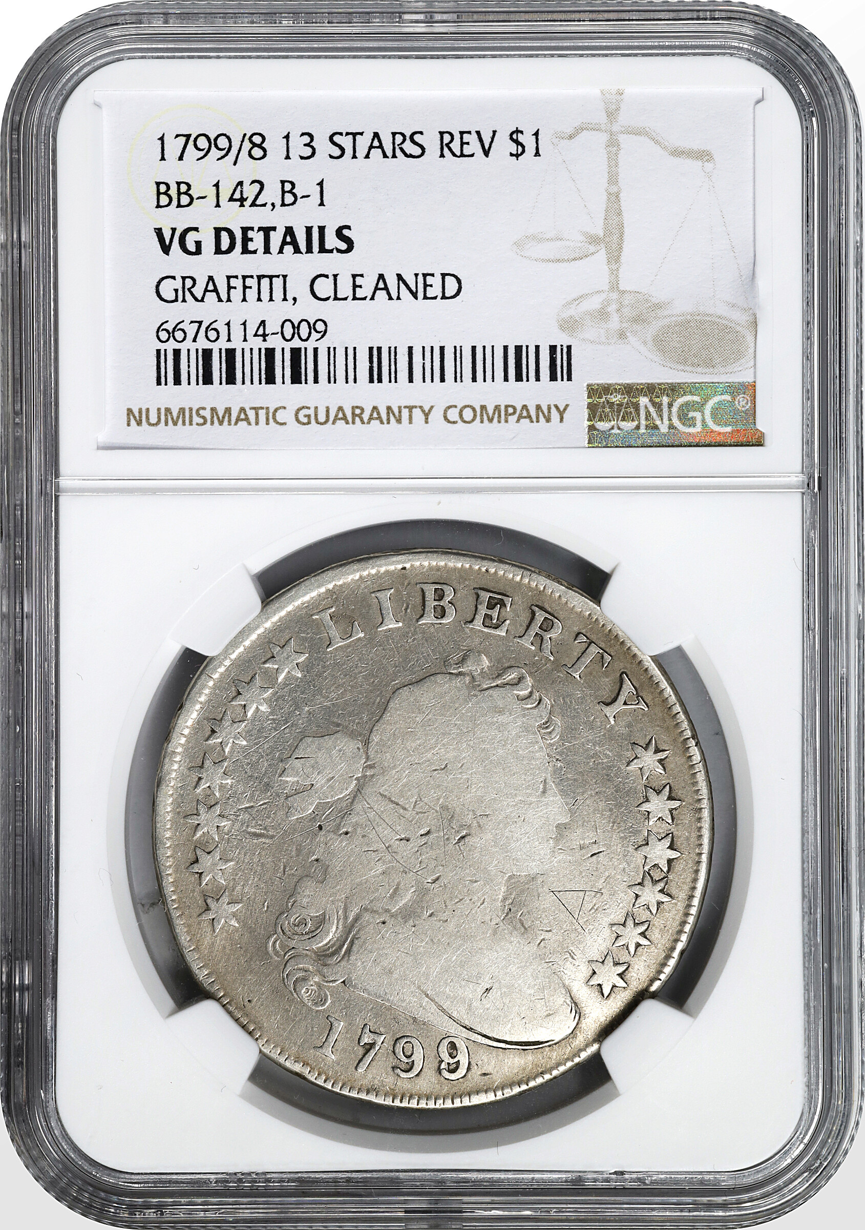 1799/8 $1  13 Stars Reverse, B-1, BB-142 AG2 thumbnail 3