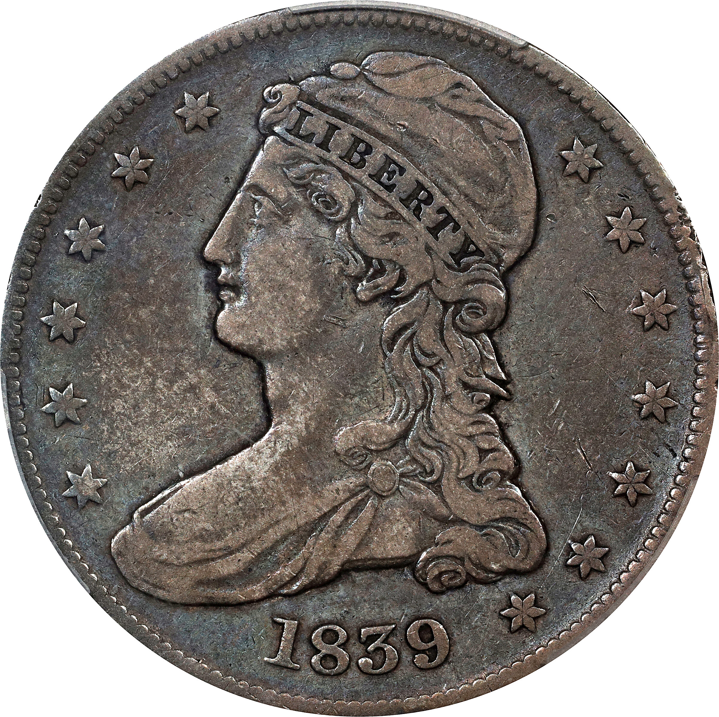 1839 50c Reeded Edge, Large Letters Reverse, GR-7 G4 CAC thumbnail 17