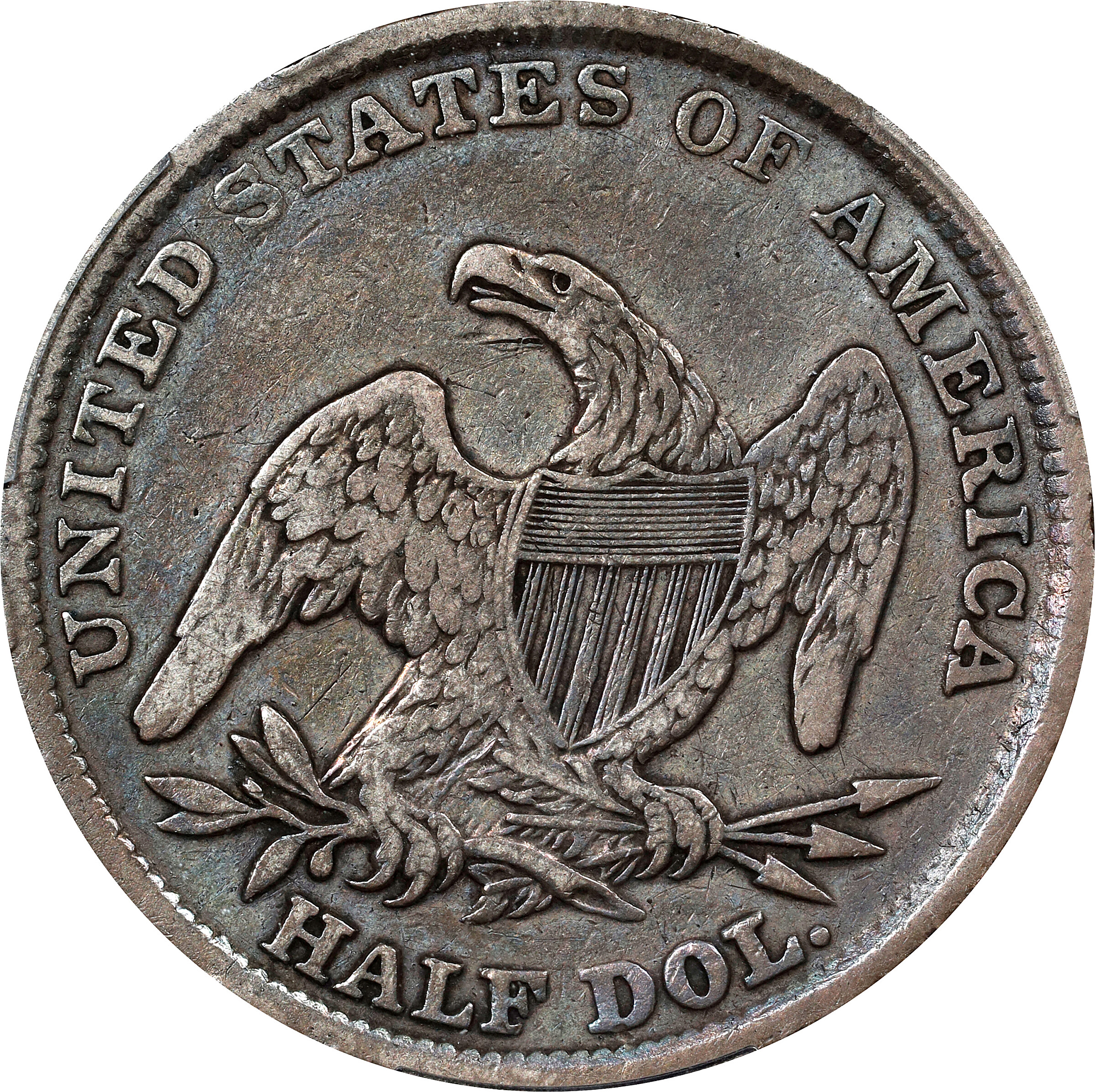 1839 50c Reeded Edge, Large Letters Reverse, GR-7 G4 CAC thumbnail 16