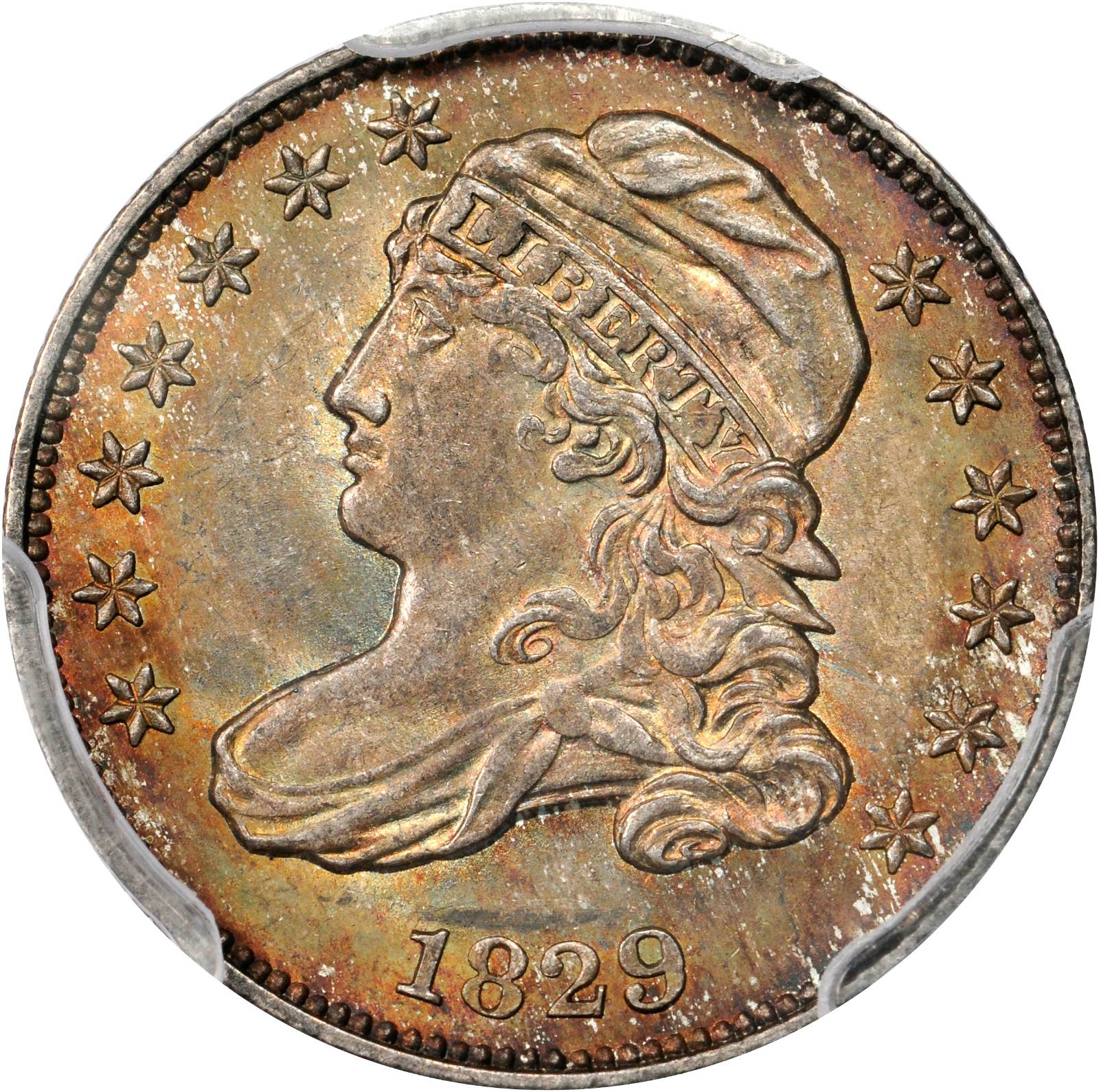1829 Capped Bust Dime. JR-9, FS-901. Rarity-4. Small/Large 10C. MS-64+ (PCGS).
