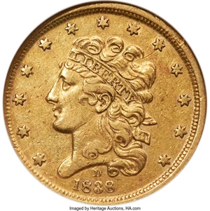 image for: 1838-D $5 HM-1, R.3, AU53 NGC....