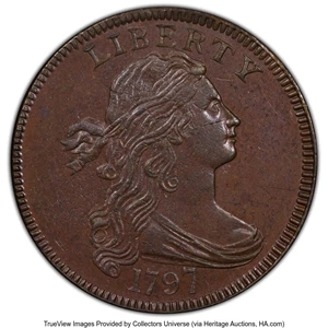 image for: 1797 1C Reverse of 1797, Stems, S-123, B-12, R.4, MS64 Brown PCGS....
