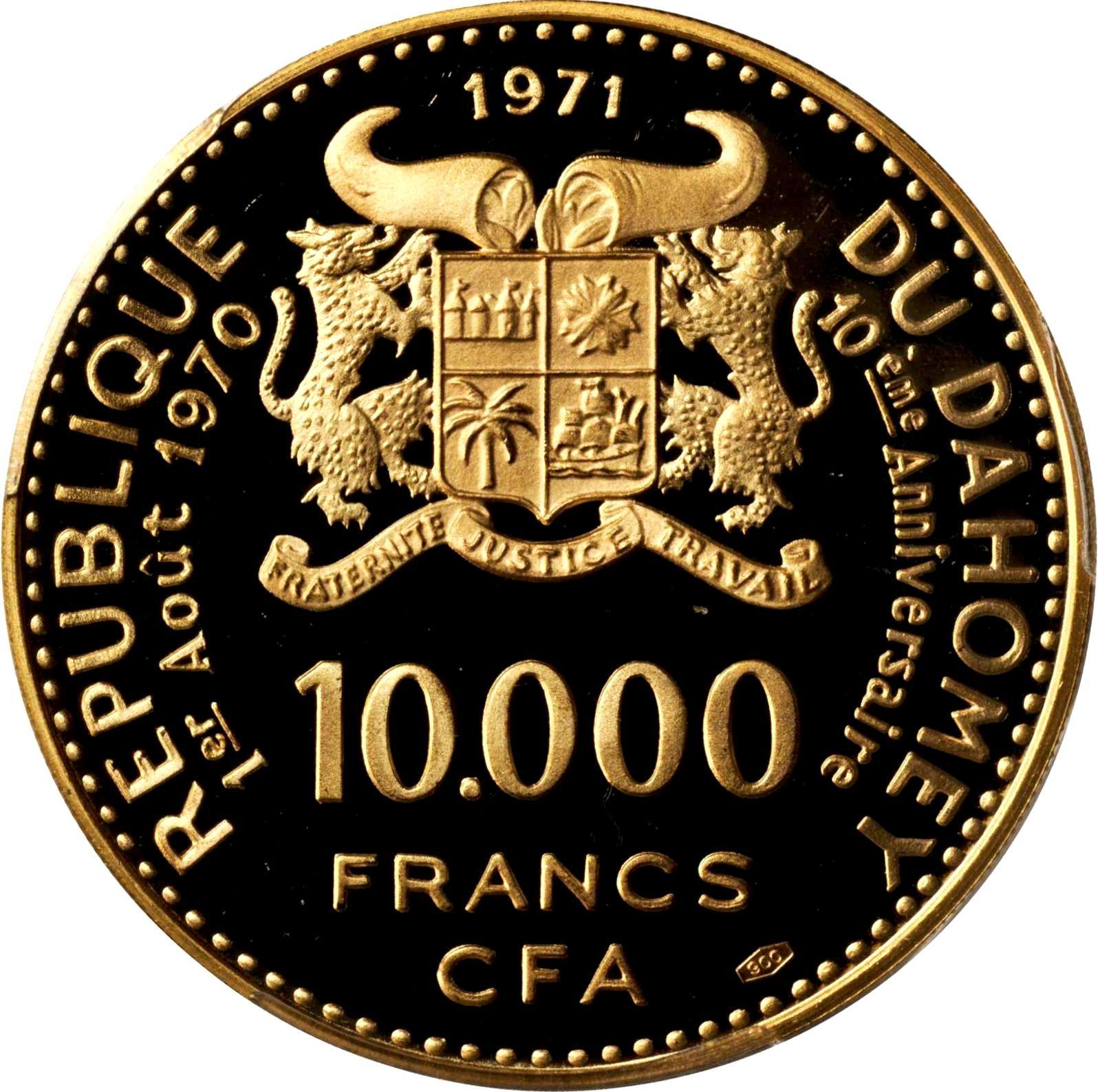 1971 10 000 Fr Hallmark "900" below "CFA", Proof PR