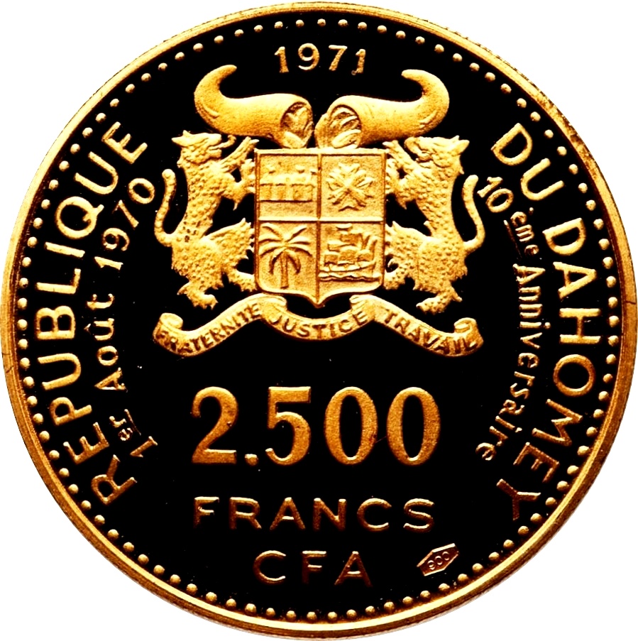 1971 2500 Fr Hallmark "900" lower left of "FRANCS", Proof PR