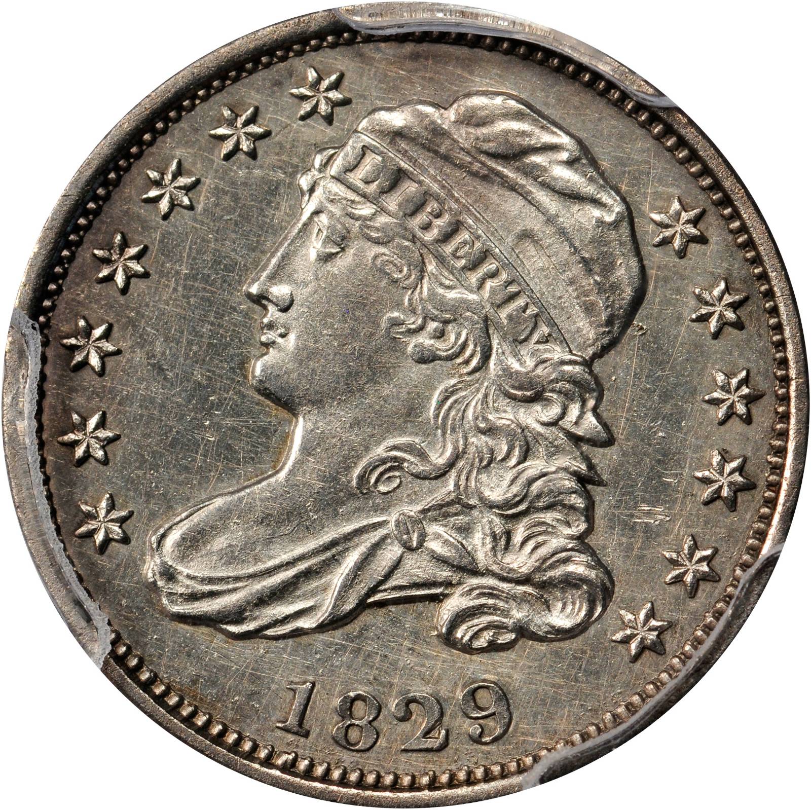 1829 Capped Bust Dime. JR-3. Rarity-4. Small 10C. AU Details--Cleaning (PCGS).