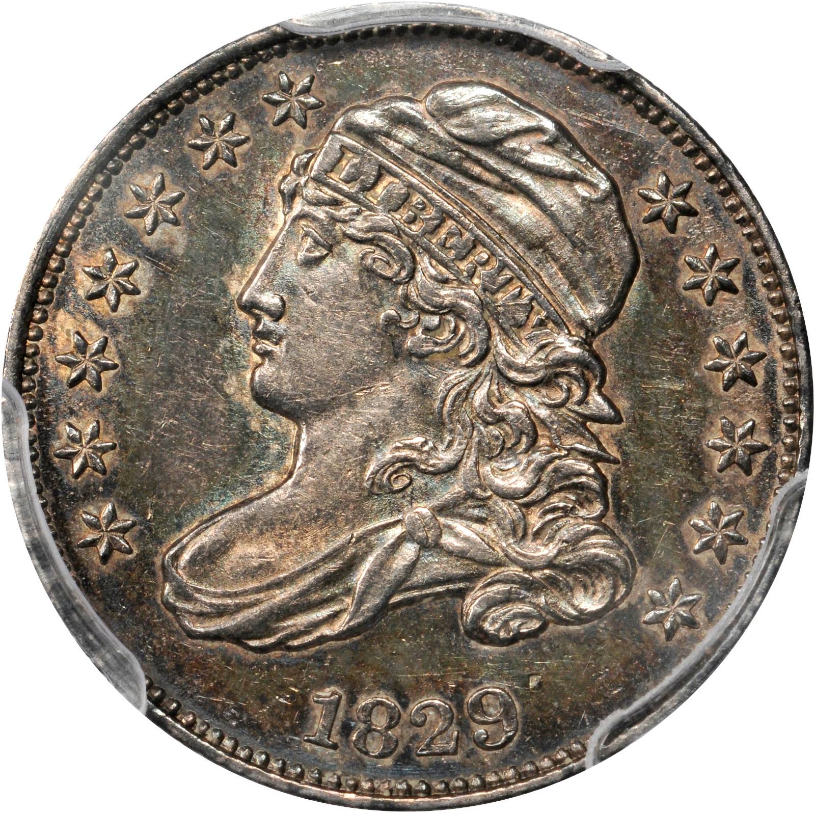 1829 Capped Bust Dime. JR-8. Rarity-4. Small 10C. AU-55 (PCGS).