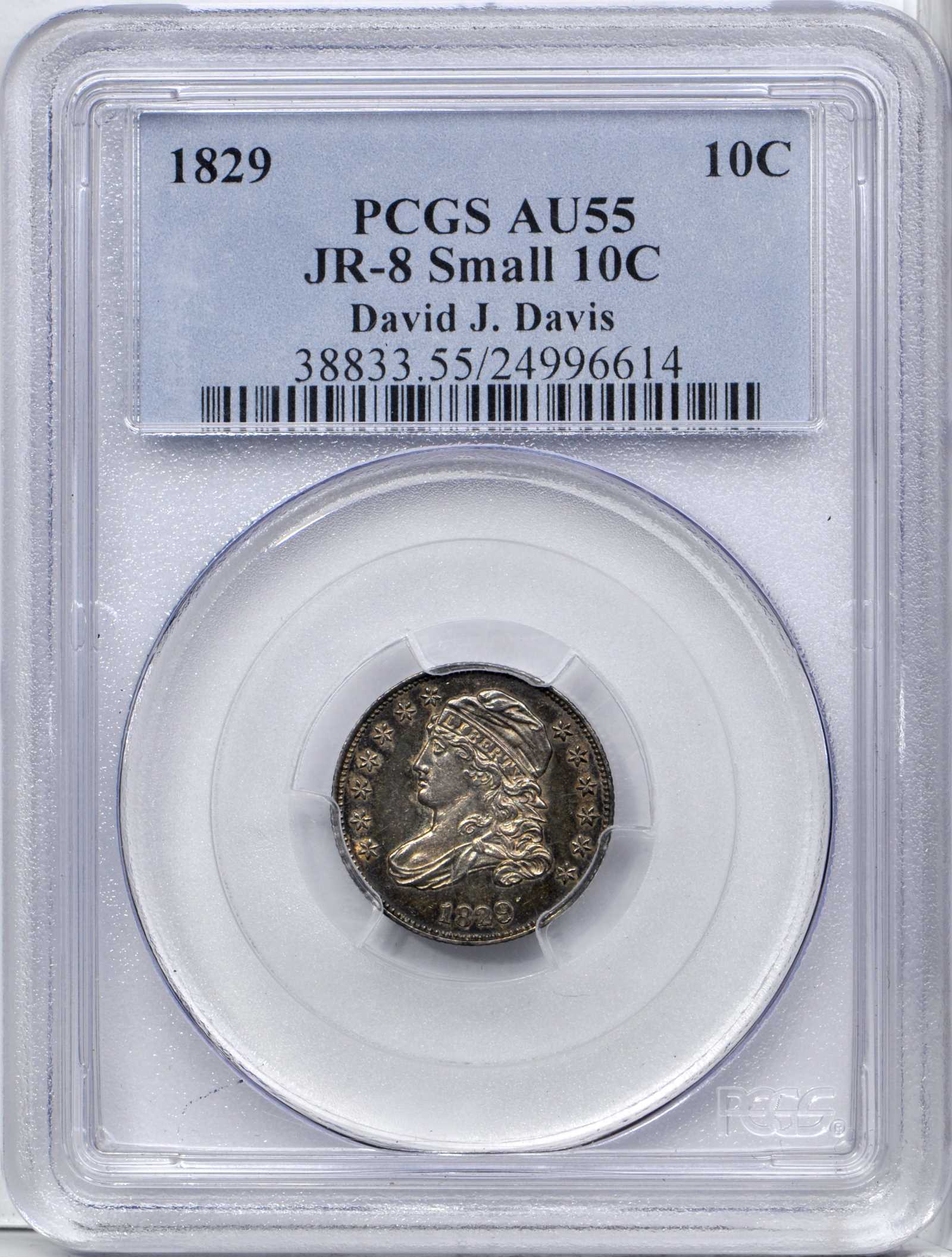 1829 10c Small 10C, JR-8 AG3 CAC thumbnail 6