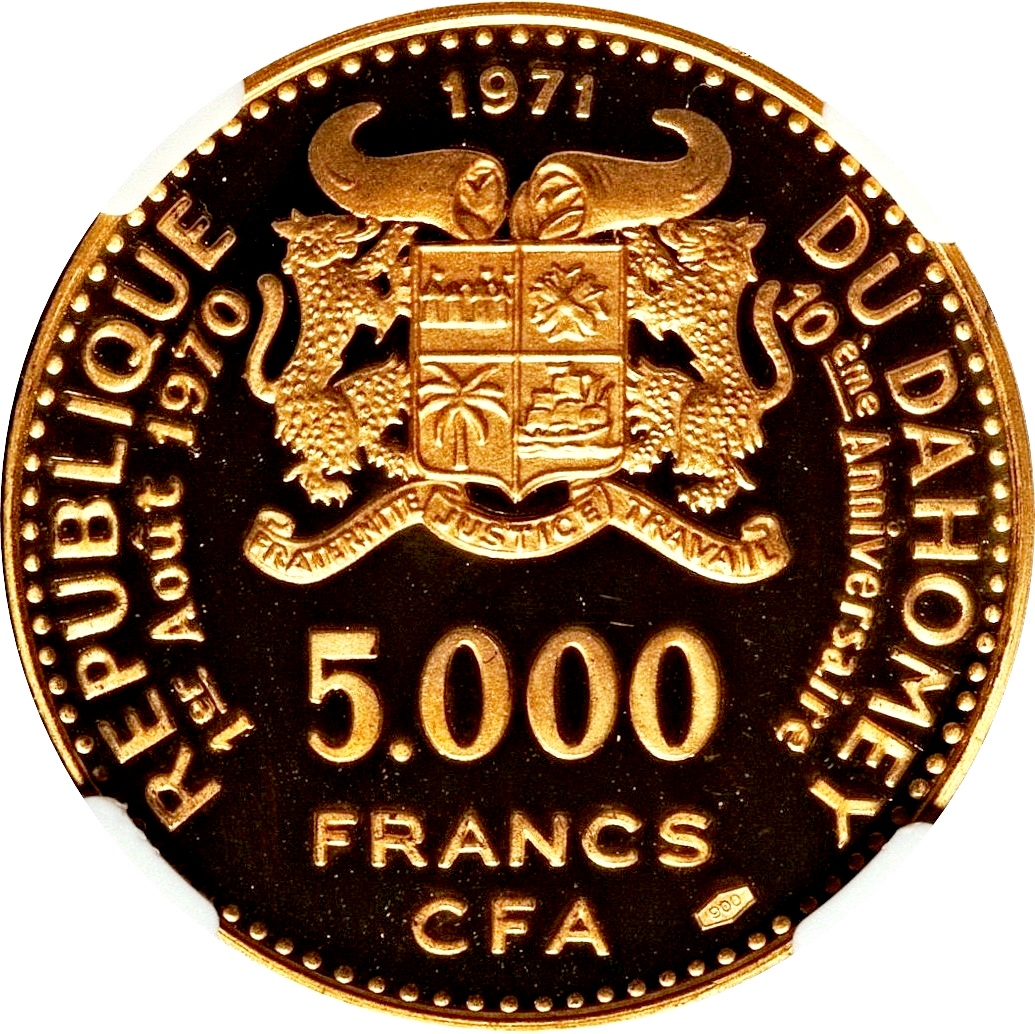 1971 5000 Fr Hallmark "900" lower left of "FRANCS", Proof PR