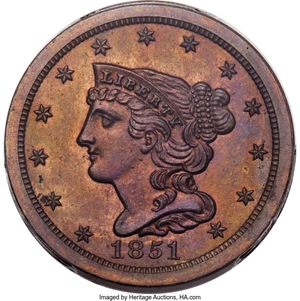 1851 Braided Hair Half Penny Proof RB Coin Pricing Guide
