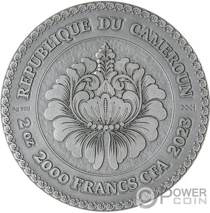 2023 Cameroon 2000 Francs 2-oz Silver Wizard UHR Antiqued