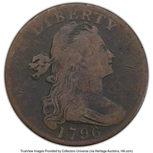 image for: 1796 1C Reverse of 1795, S-93, B-34, R.3, VG8 PCGS. PCGS Population: (2/8 and 0/2+). NGC Census: (0/4 and 0/0+). CDN: $400 ...